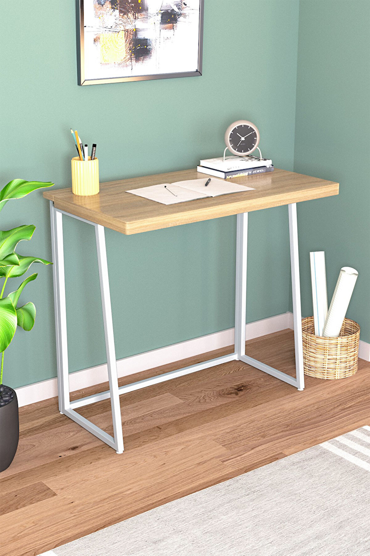 Foldy Katlanabilir Metal Ayaklı Çalışma Masası 47x82 cm Pratik Bilgisayar Masası Çizim Masası