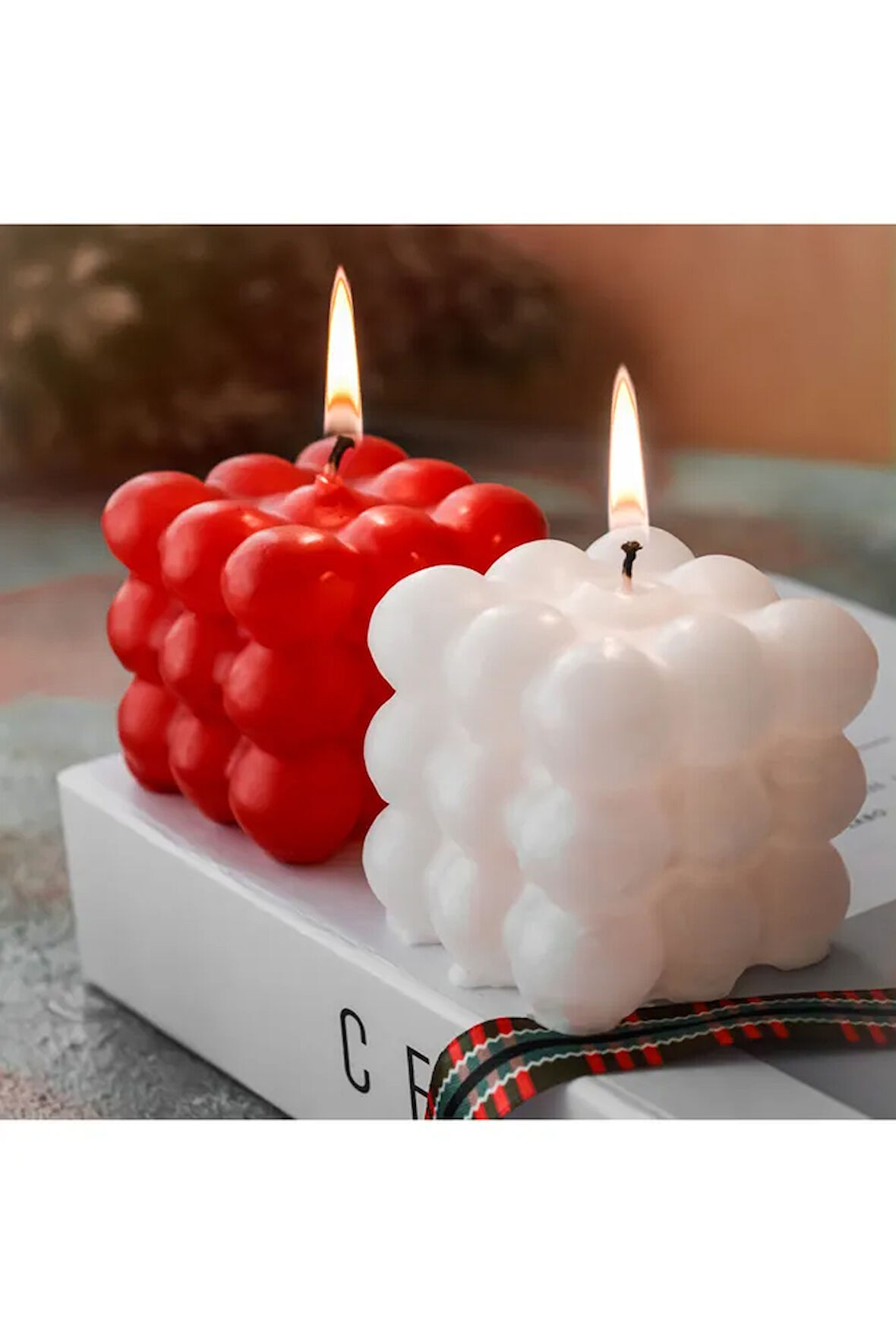 Dekoratif 2'Li Beyaz Kırmız Renkli Kokulu Bubble Set