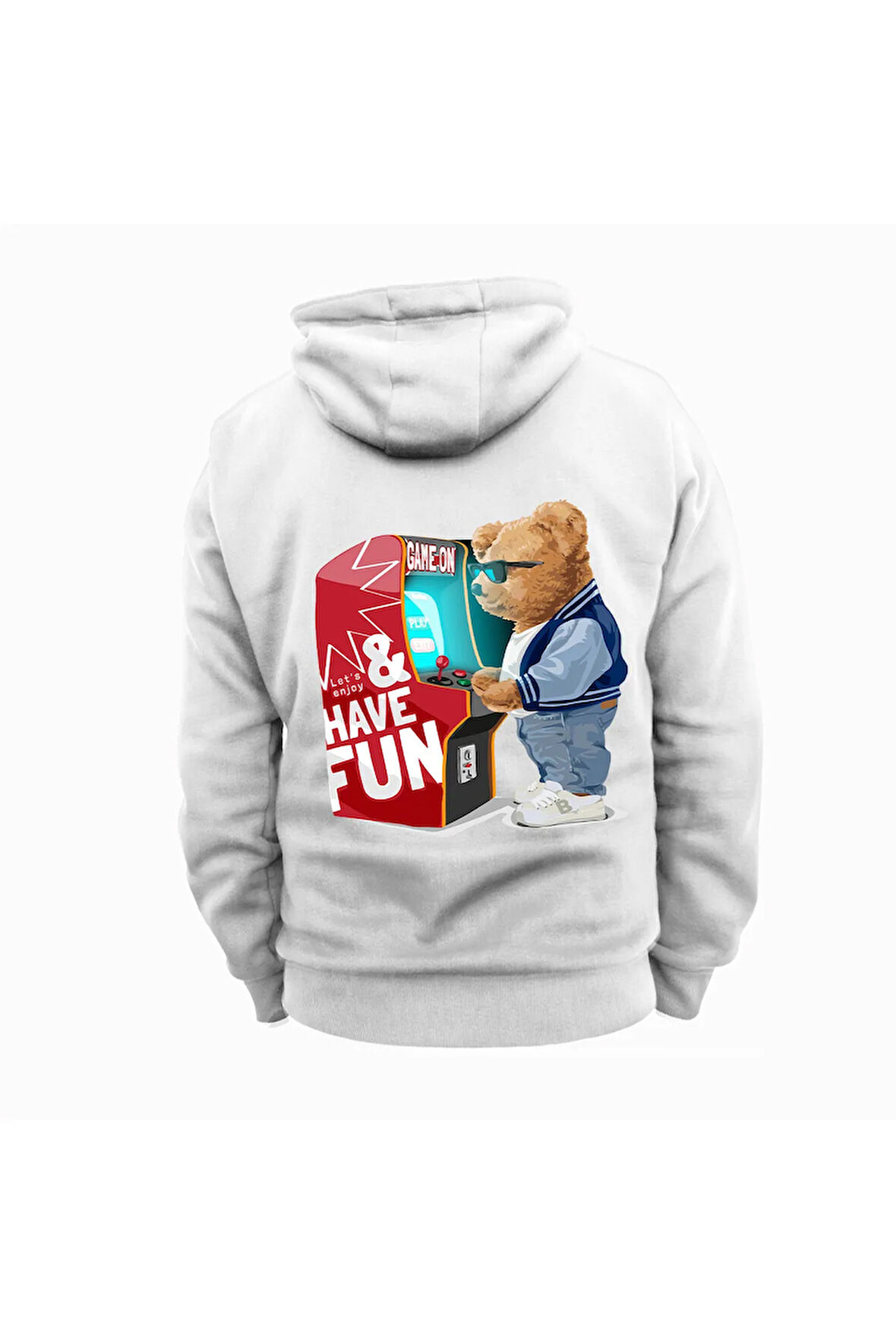 Have Fun Baskılı Kapüşonlu Sweatshirt Hoodie Kalın Kumaş 3 İplik Şardonlu