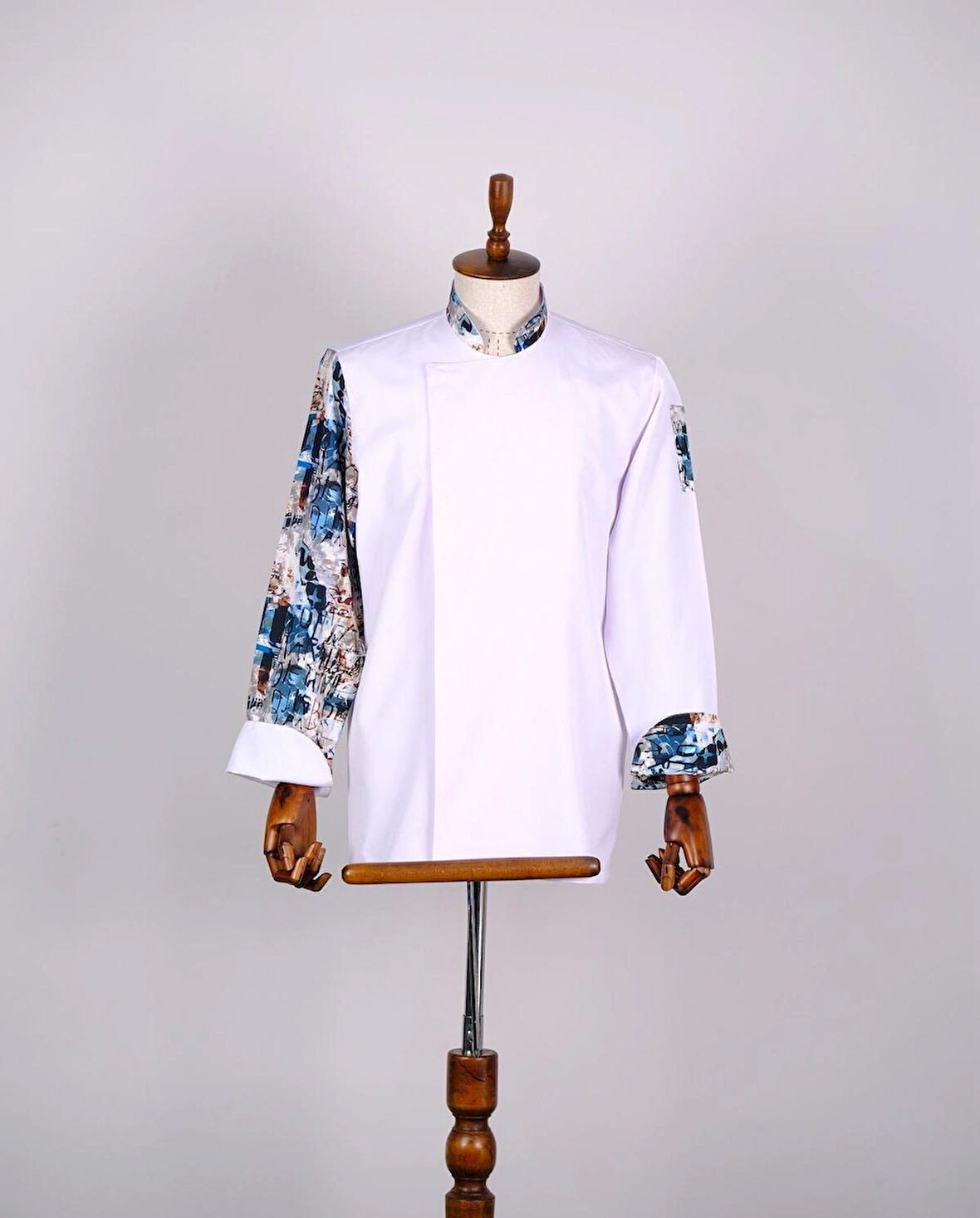 Aşçı Ceketi ithal Kumaş Desenli Unisex Çıtçıtlı Uzun Kollu Chef Aşçı Mutfak Ceketi