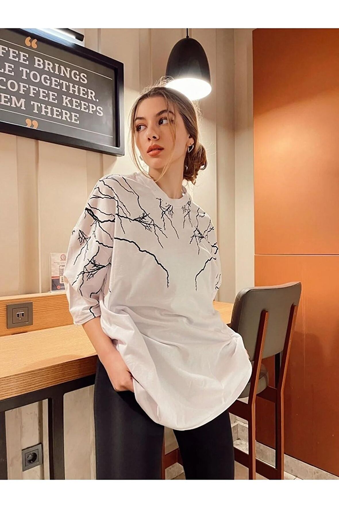 Şimşek Baskılı Oversize Unisex T-shirt