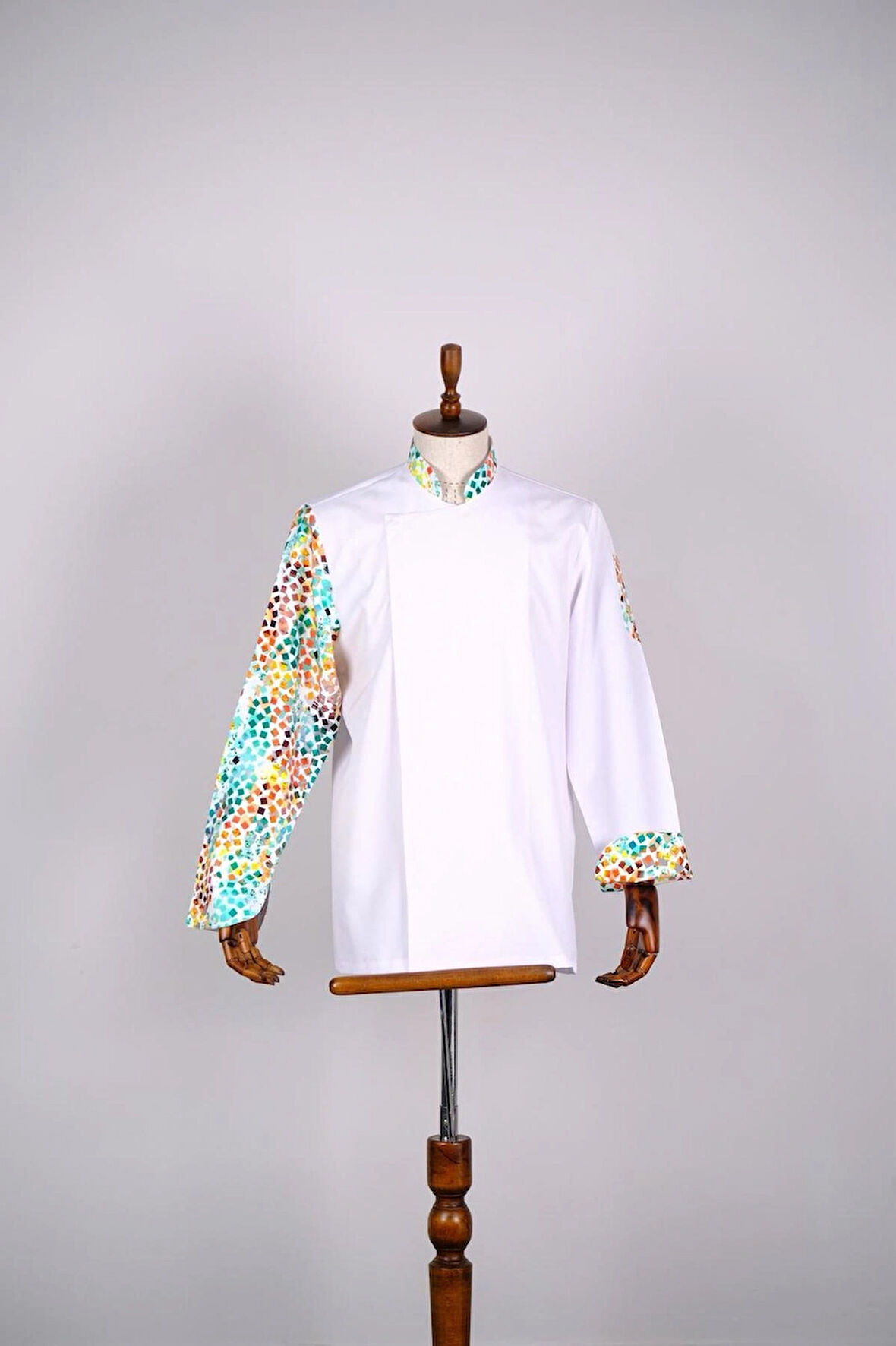 Aşçı Ceketi ithal Kumaş Desenli Unisex Çıtçıtlı Uzun Kollu Chef Aşçı Mutfak Ceketi