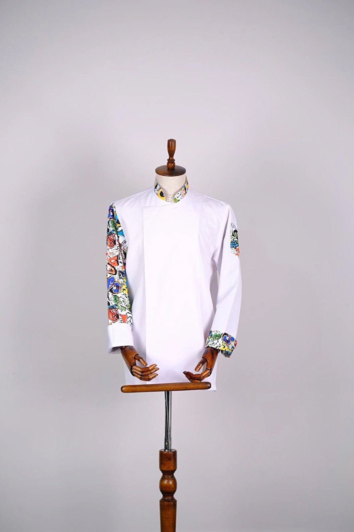 Aşçı Ceketi ithal Kumaş Desenli Unisex Çıtçıtlı Uzun Kollu Chef Aşçı Mutfak Ceketi