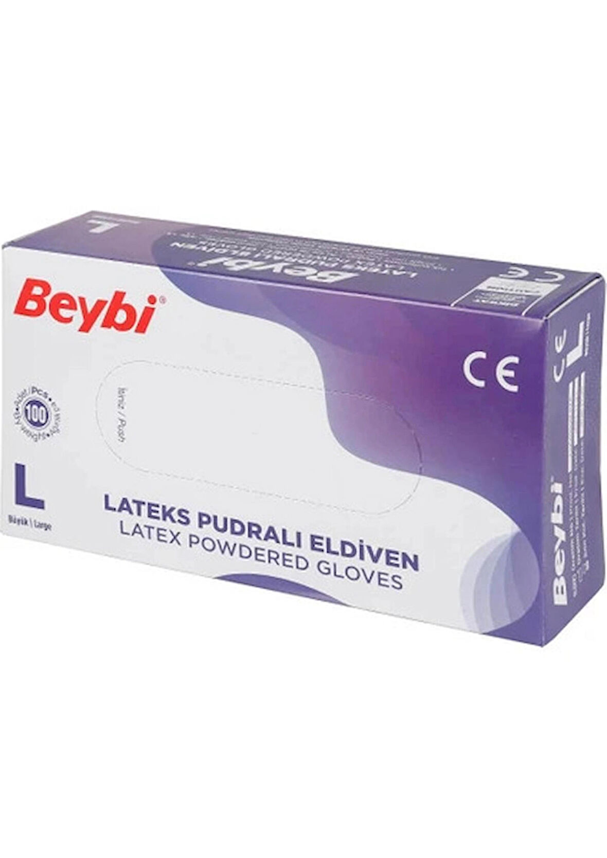 Beybi L Pudralı Lateks Beyaz Muayene Eldiveni 100 lü