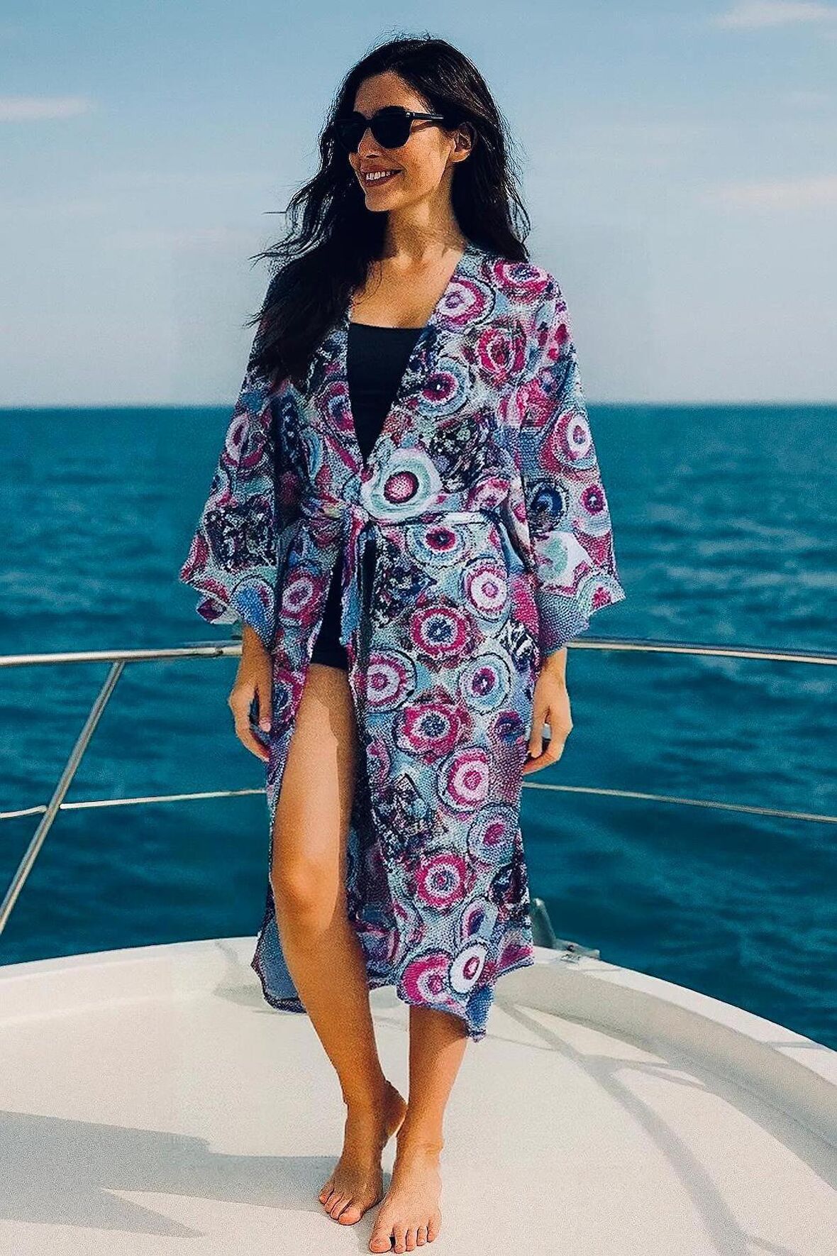 Özel Tasarım Pamuk Viskon Uzun Kimono - Mandala