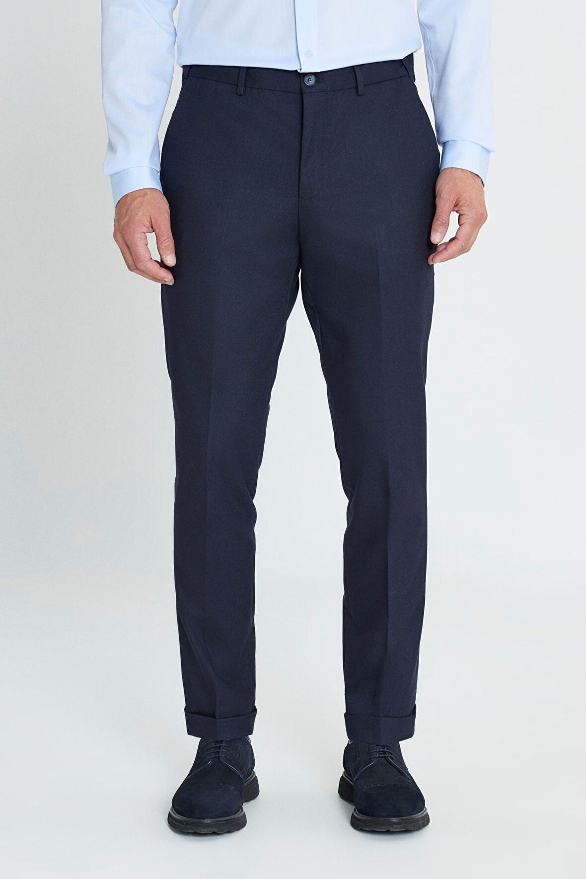 Slim Fit Dar Kesim Beli Gizli Lastikli Yan Cep Klasik Esnek Pantolon