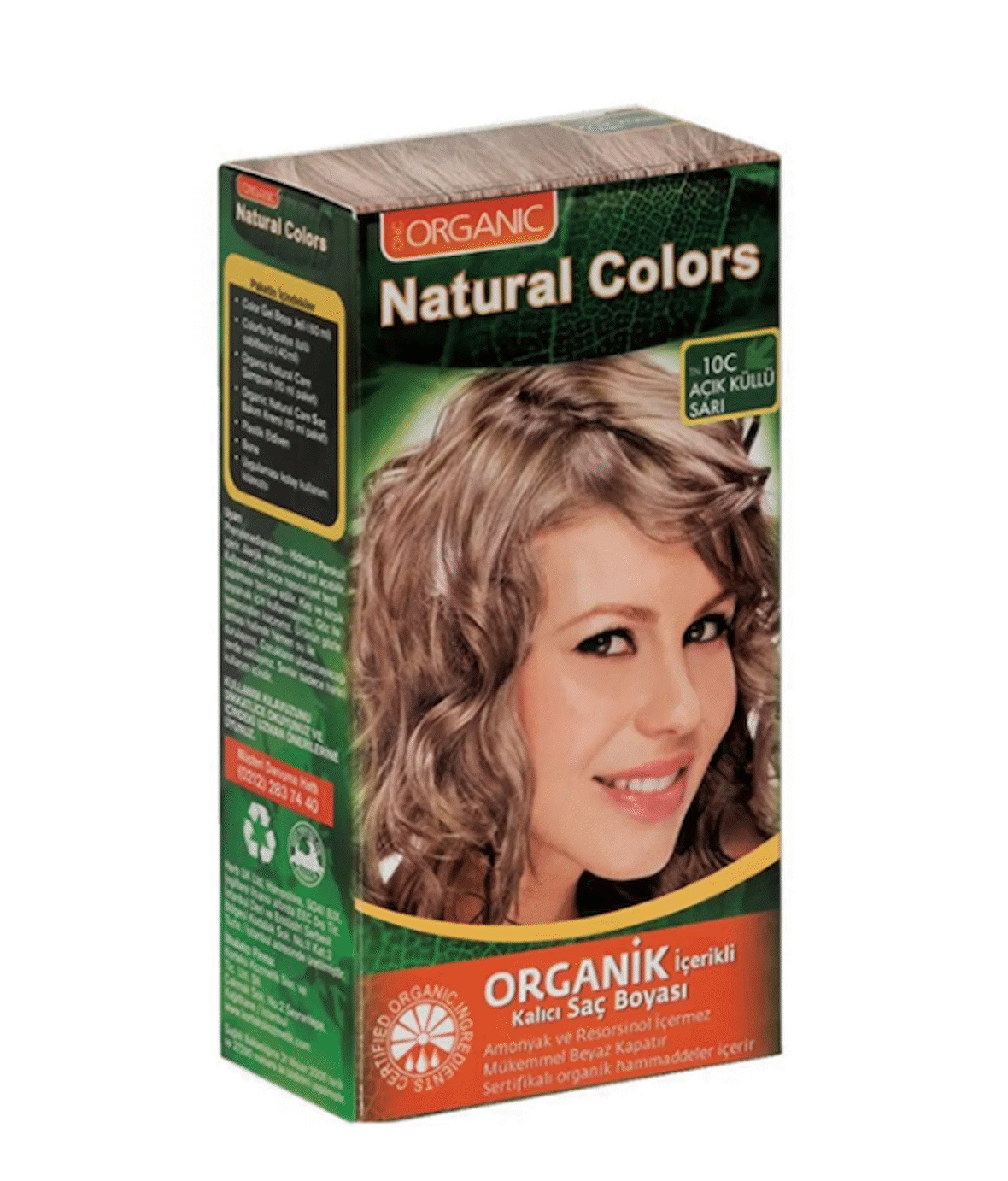 Natural Colors 10C Açık Küllü Sarı Organik Saç Boyası