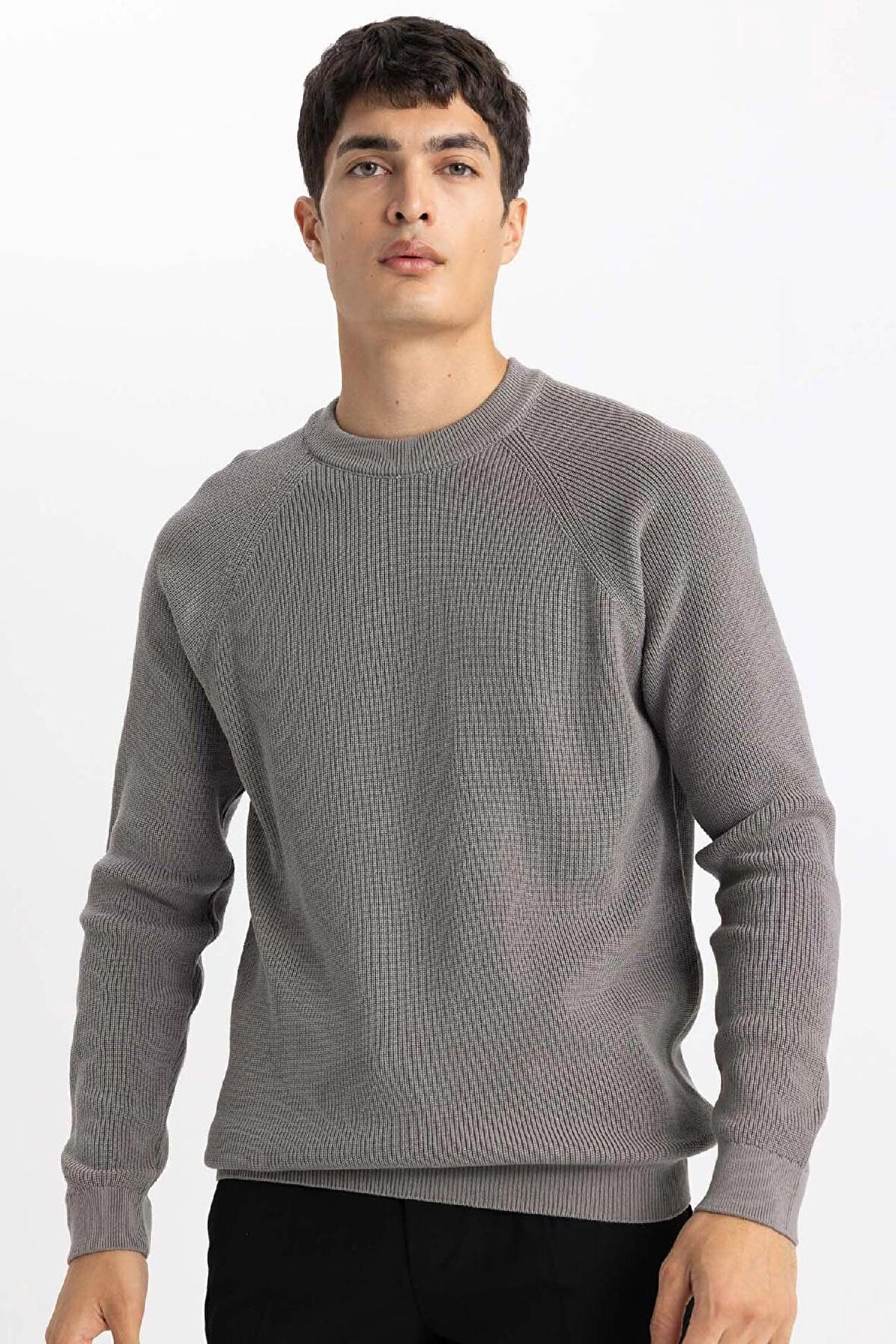 DeFacto Standart Fit Normal Kesim Bisiklet Yaka Basic Düz Triko Kazak A8458AX24SPGR308