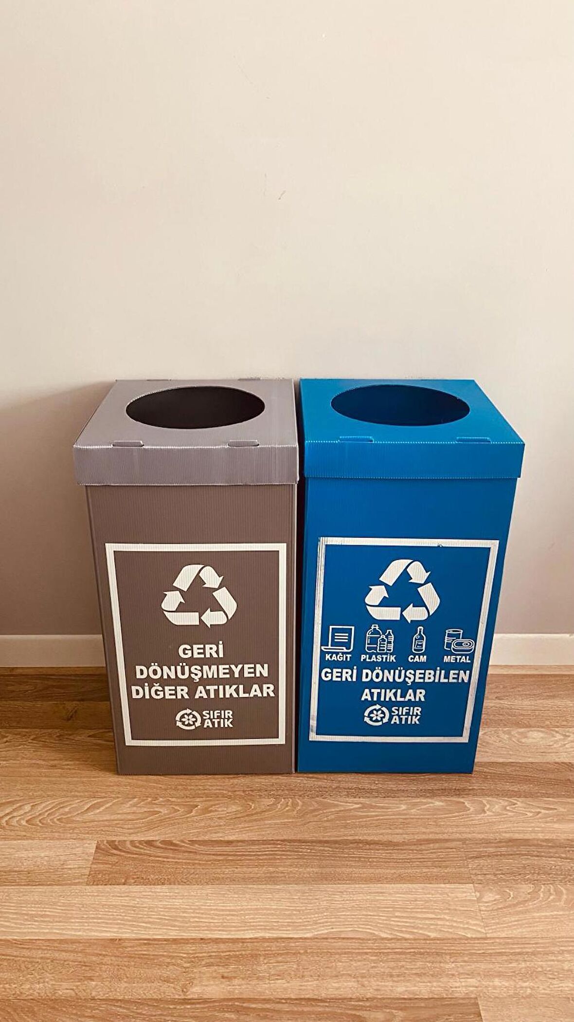 Bereks Atık Toplama Geri Dönüşüm Kutusu Sıfır Atık 2 Li Iş Güvenliği Seti ( Plastik ) Mavi & Gri