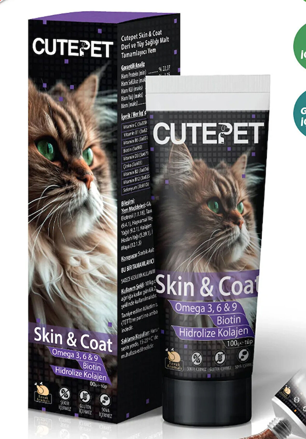 CutePet Skin & Coat Deri ve Tüy Sağlığı İçin Kedi Maltı 100 gr