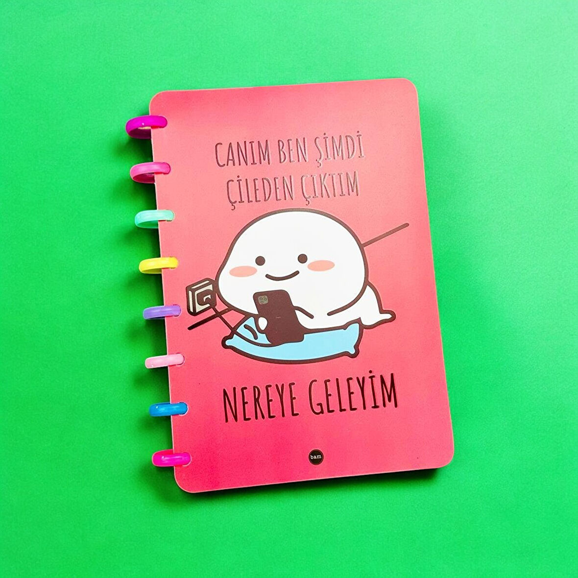 Canım Ben Şimdi Çileden Çıktım, Nereye Geleyim? - Tasarım Defter, Kalp Spiralli Çizgili Defter, Hediyelik Defter