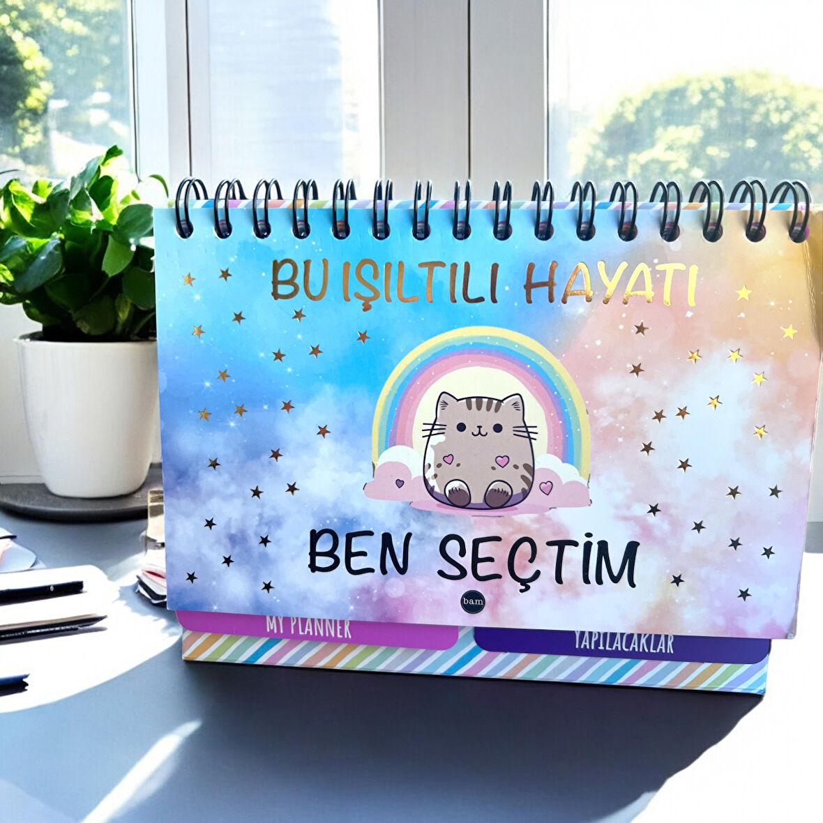 Bu Işıltılı Hayatı Ben Seçtim- Masaüstü Haftalık Planlayıcı – Renkli ve Eğlenceli Tasarım