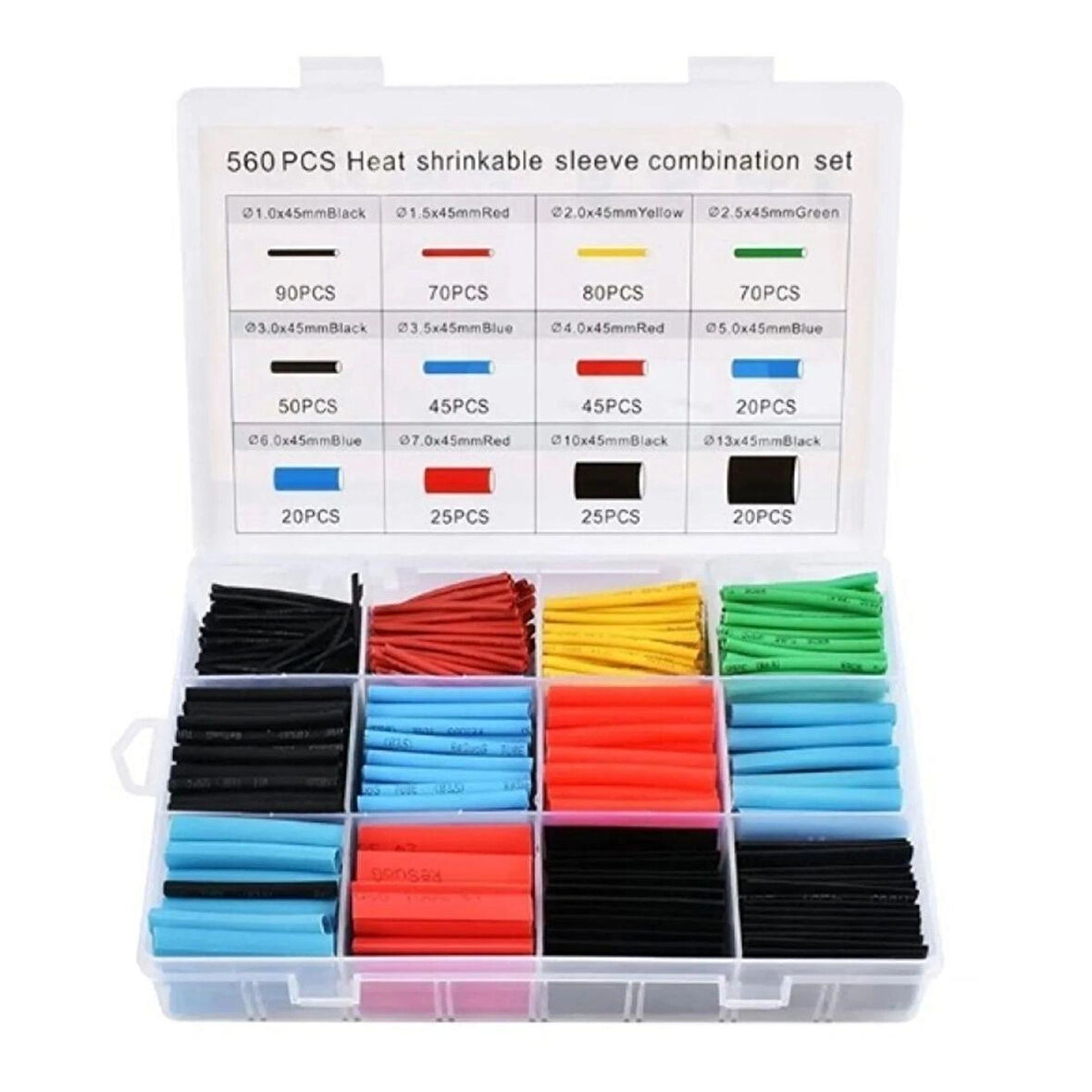 BakGelAl 560 Parça Isıyla Daralan Makaron Kablo Koruyucu Kılıf Makaron Kablo Yalıtım Makaron Seti