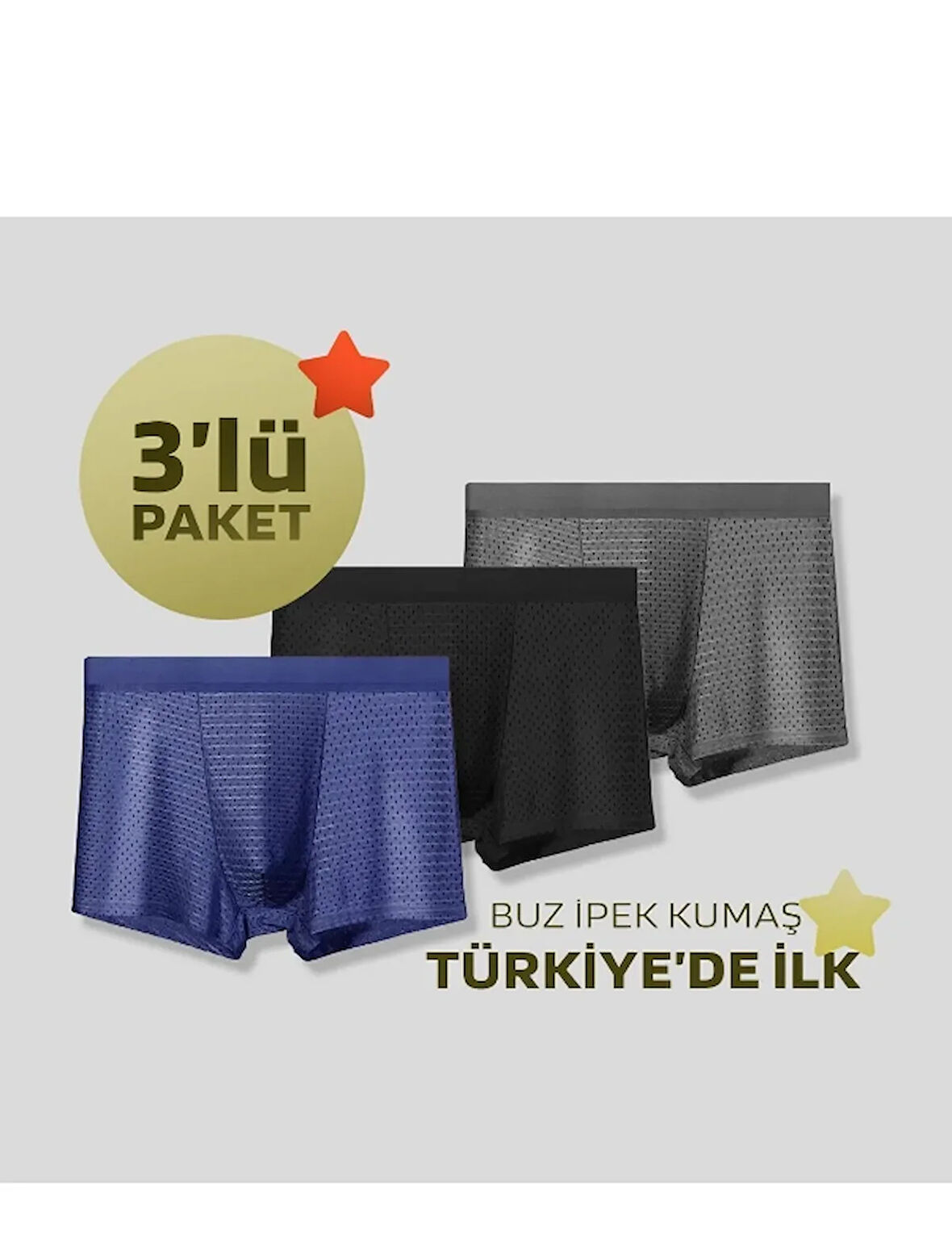  Dikişsiz Buz Ipek Ter Uzaklaştıran Spor Sürdürülebilir Özel Erkek Iç Giyim 3 Parça 1001 Boxer