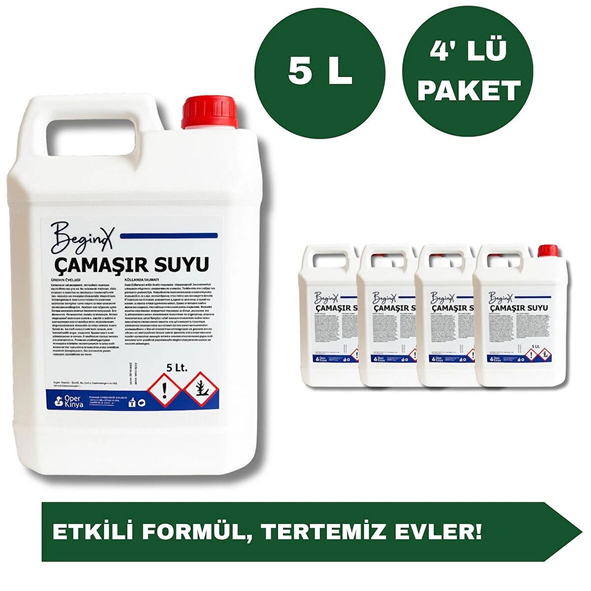 Çamaşır Suyu 5 Litre – Maksimum Hijyen, Beyazlık ve Ferahlık (4’lü Avantaj Paket)