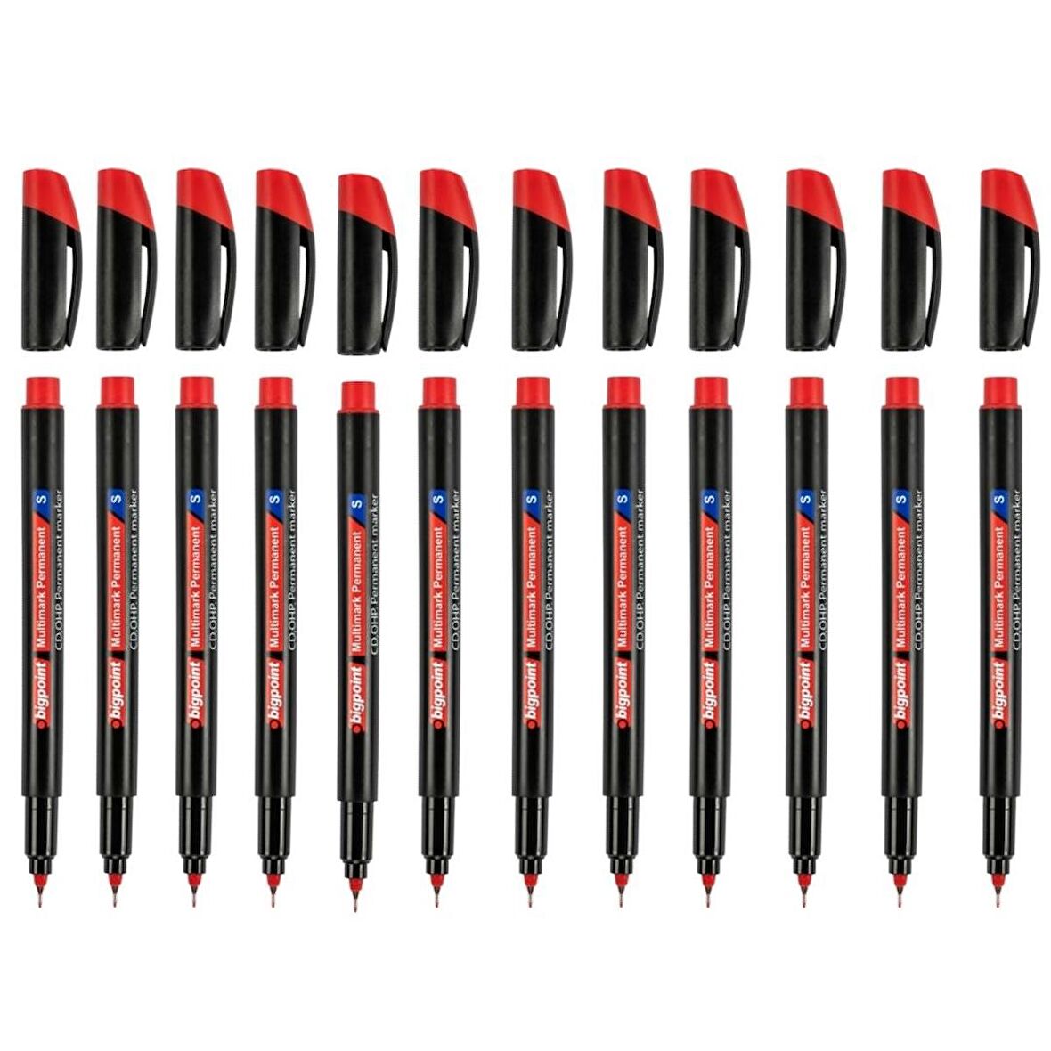 Bigpoint Permanent Marker (asetat) Kalem S 0,3 Kırmızı 12'li Set