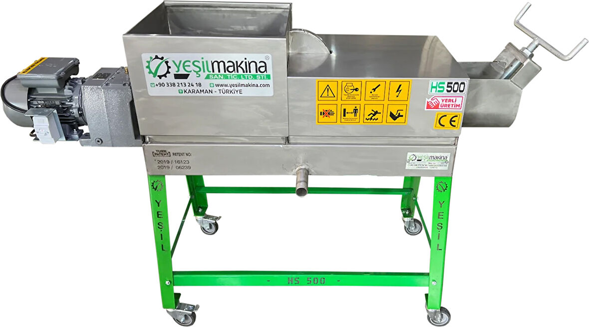 YEŞİL MAKİNA Üzüm Sıkma Makinesi Helezonlu Şıra Makinesi 500 kg/s kapasiteli