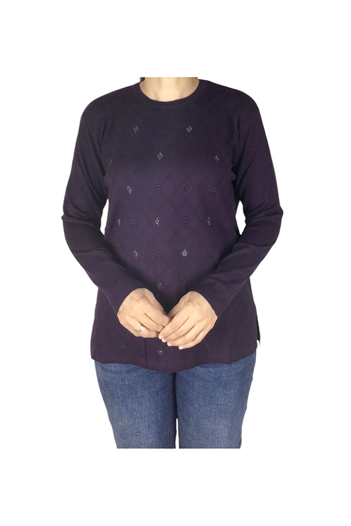 KADIN MİMOZA ÖNÜ TAŞLI BÜYÜK BEDEN ANNE BLUZ