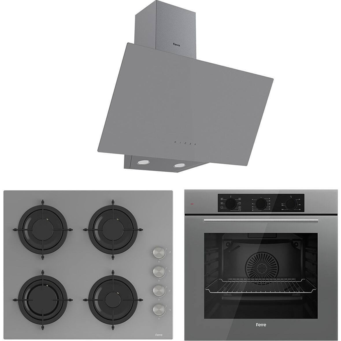 Ferre Soft Line Basic Gri Ankastre set ( QBL62CPR-CS208-D079 )