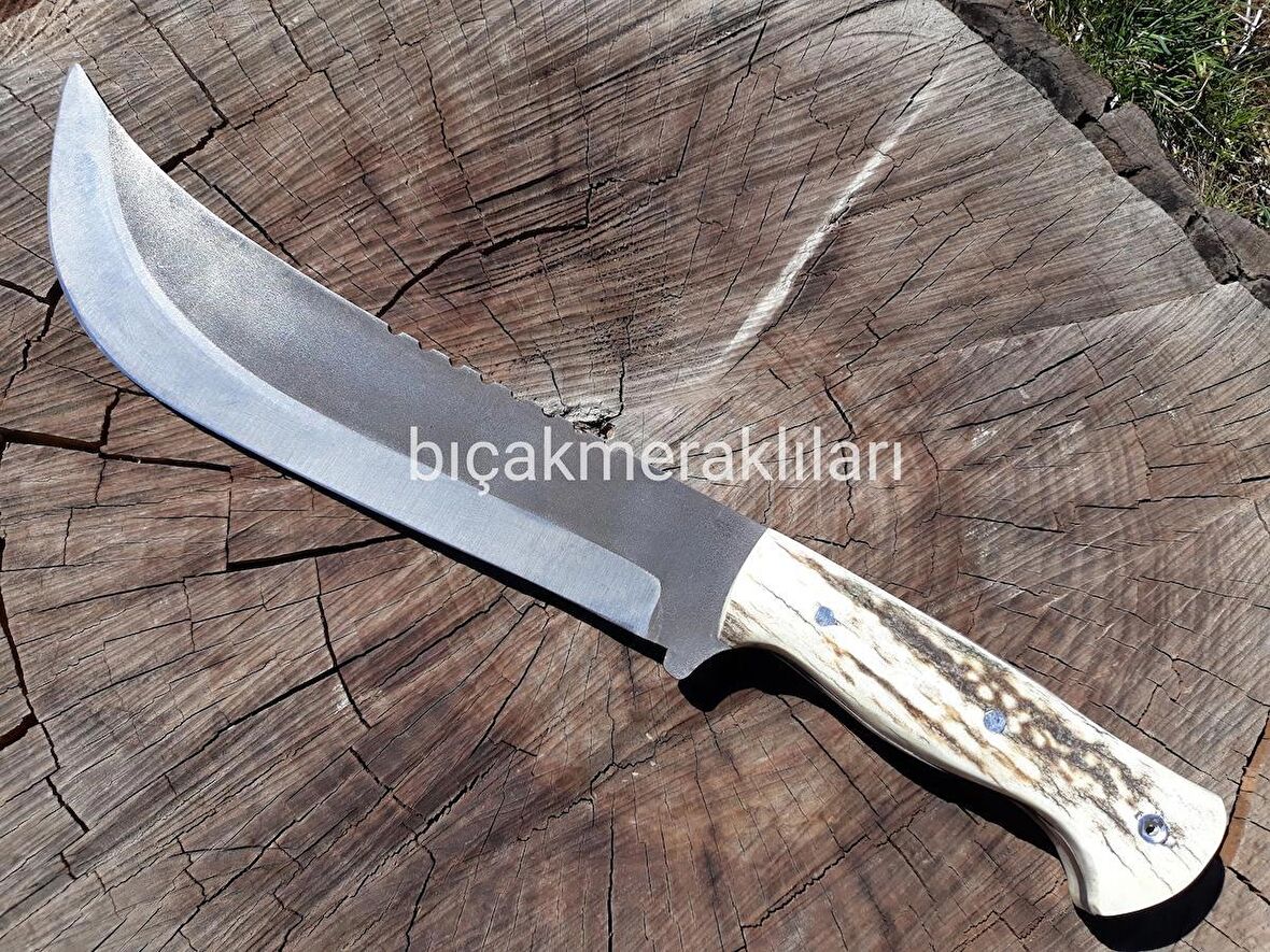 Büyük Av Bıçağı 34 CM 4mm 4134 Çelik Geyik Boynuzu