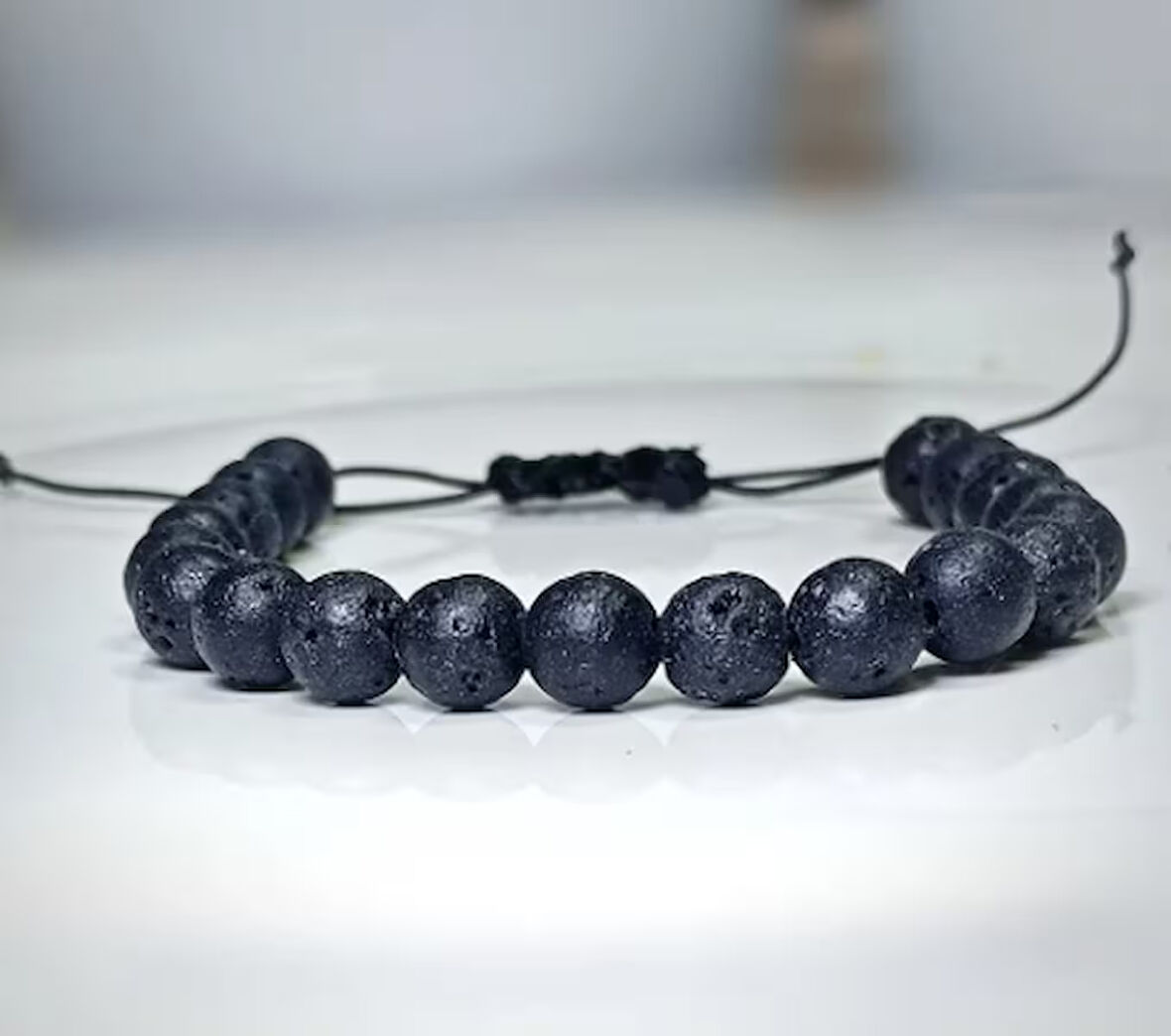 LAV DOĞAL TAŞ BİLEKLİK  (makrome örgü)