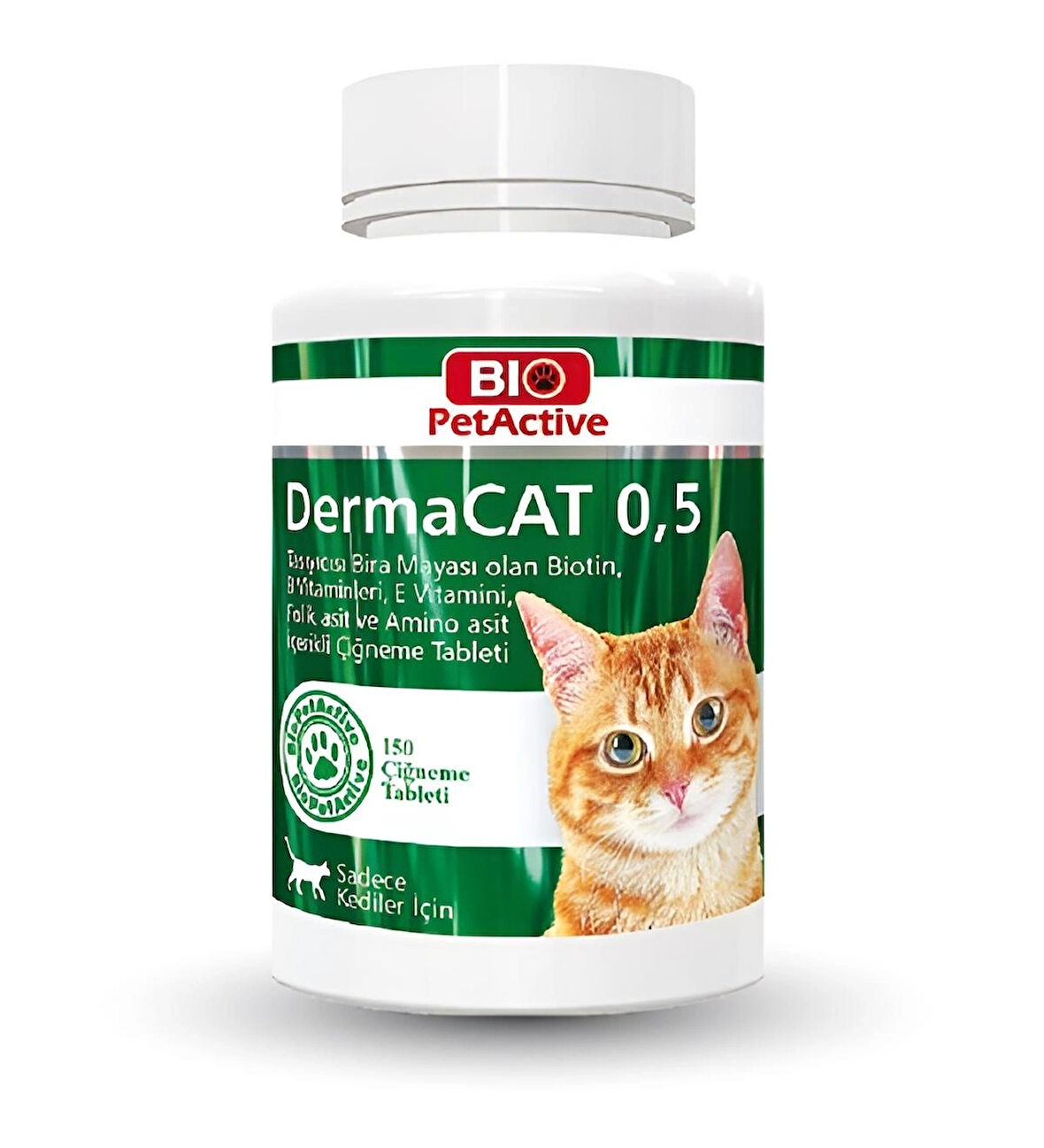 Bio Pet Active Dermacat 0.5 Probiotik Bira Mayalı Sarımsaklı Kediler İçin Vitamin 150 Tablet 75 Gr