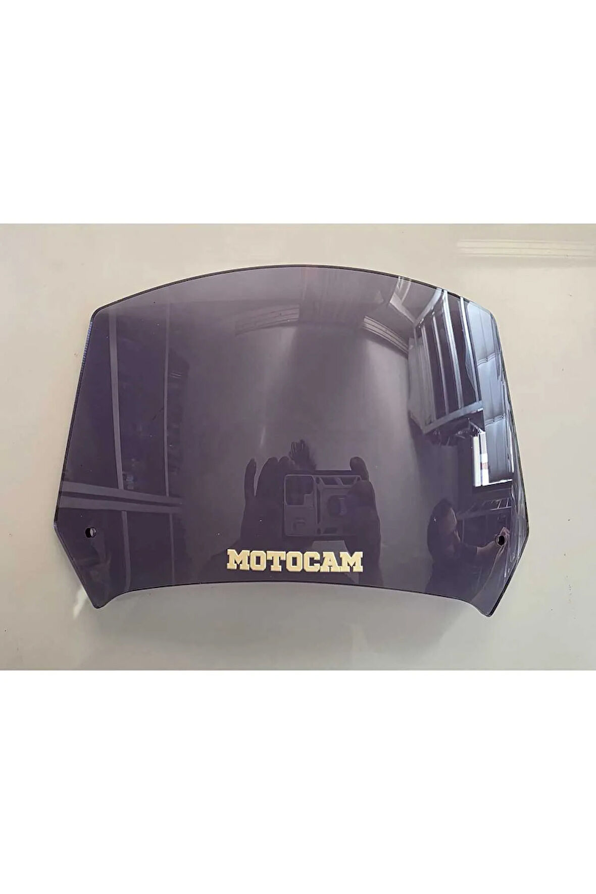 MOTOCAM Rüzgar Saptırıcı Deflektör Camı 1 Delikli 32x18cm Füme Renkli   (APARATSIZDIR)