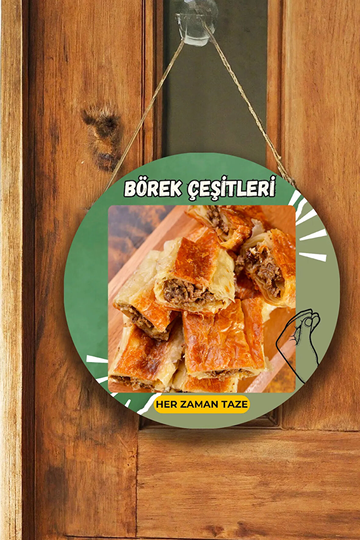 Börek Salonu için Duvar, Kapı, Tek Taraflı Askılı Pano Karşılama Tabelası, Börek Dükkanı Tablo Süsü