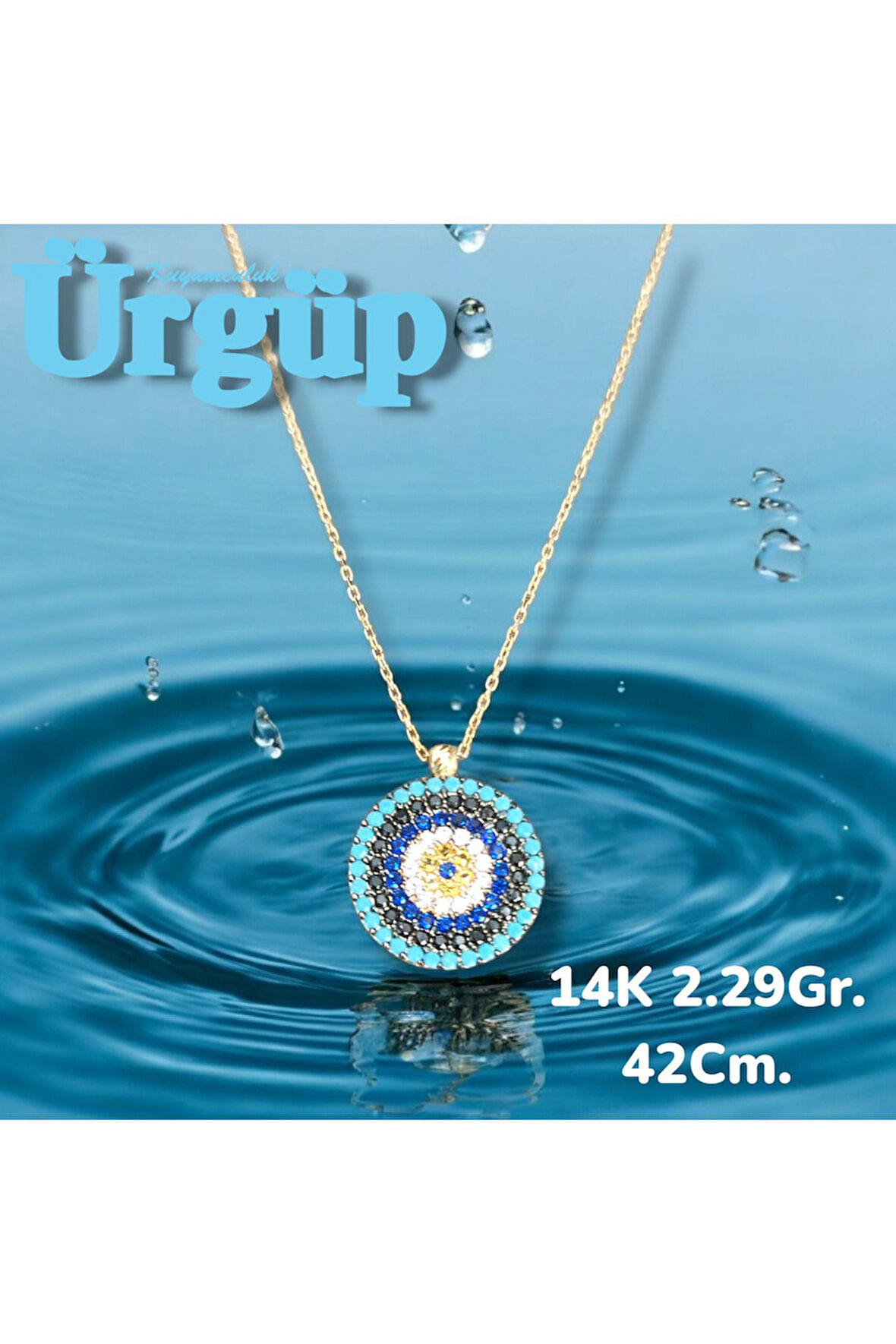 14AYAR 2.29Gram Altın Sosyete Nazar Boncuklu Kolye