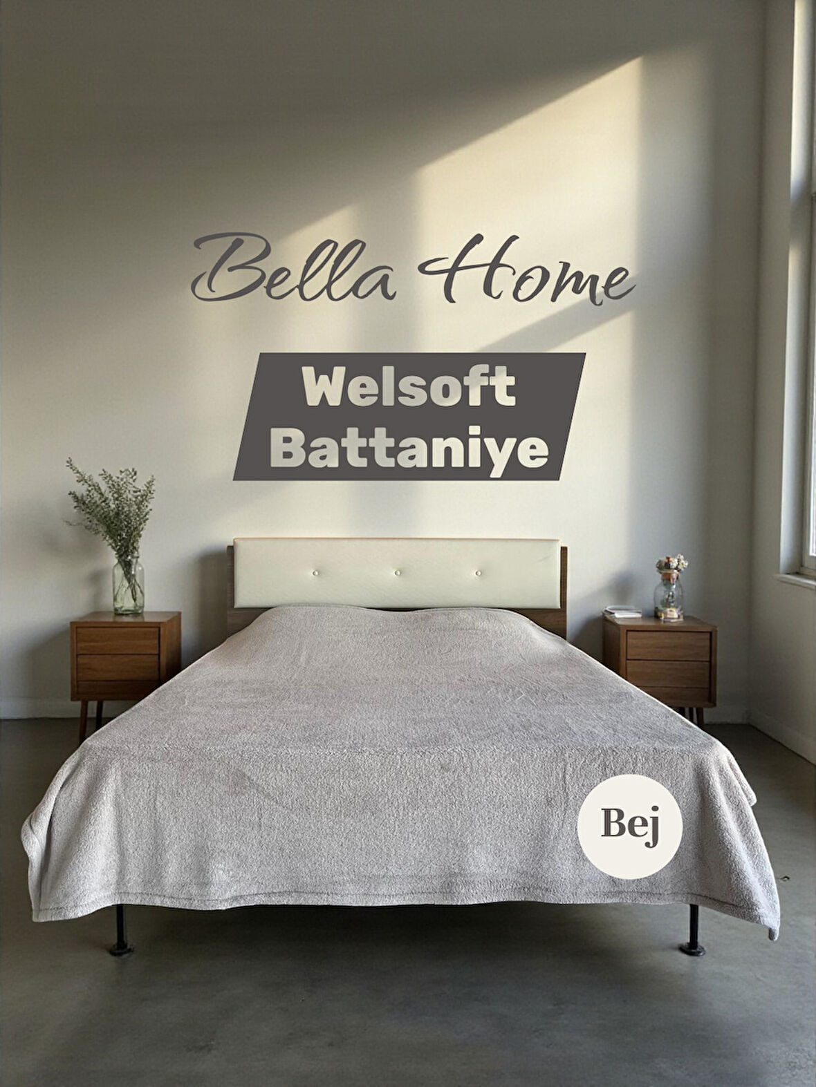 Wellsoft Yumuşak Battaniye Düz Renk Çift Kişilik