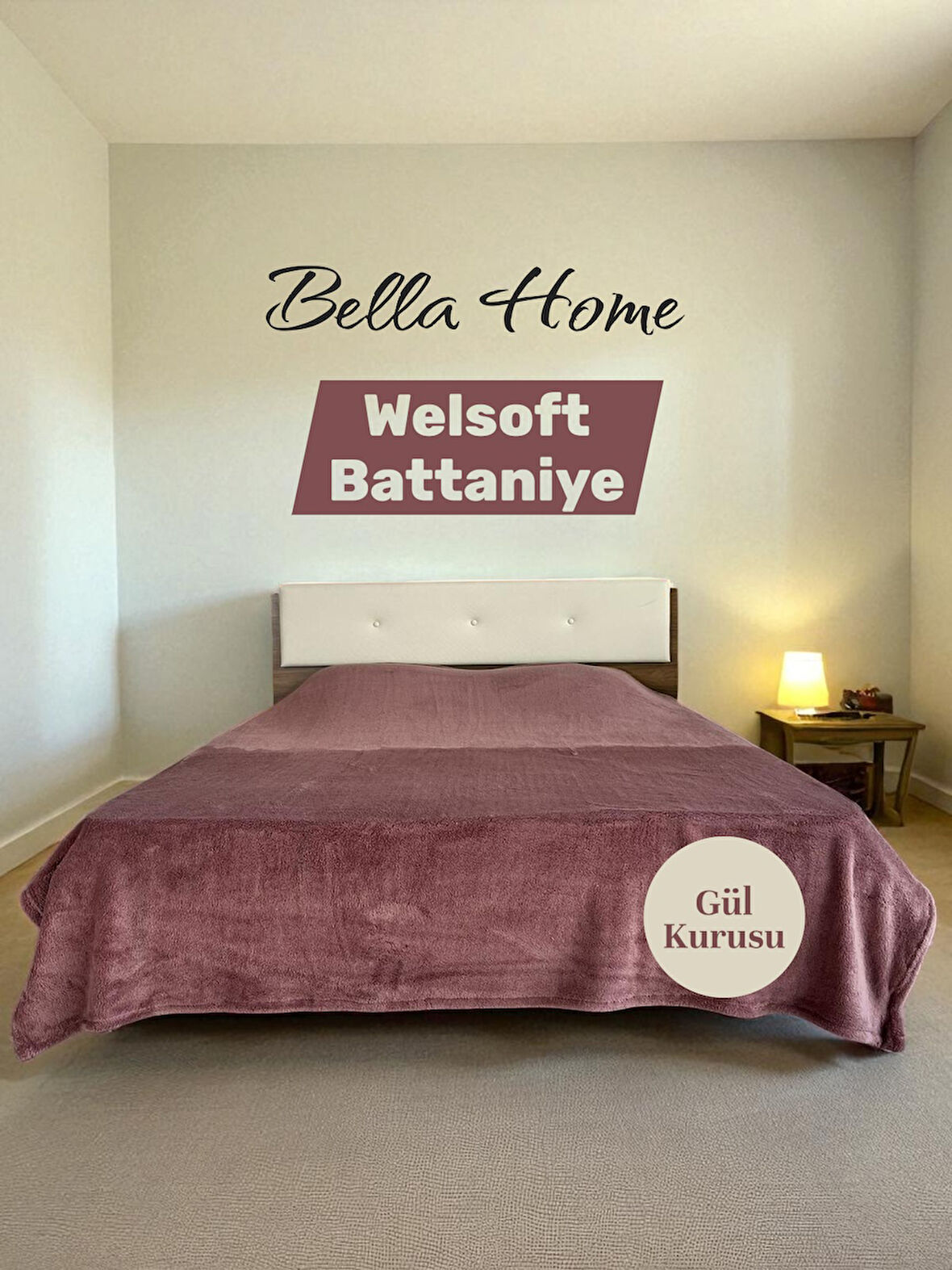 Wellsoft Yumuşak Battaniye Düz Renk Çift Kişilik
