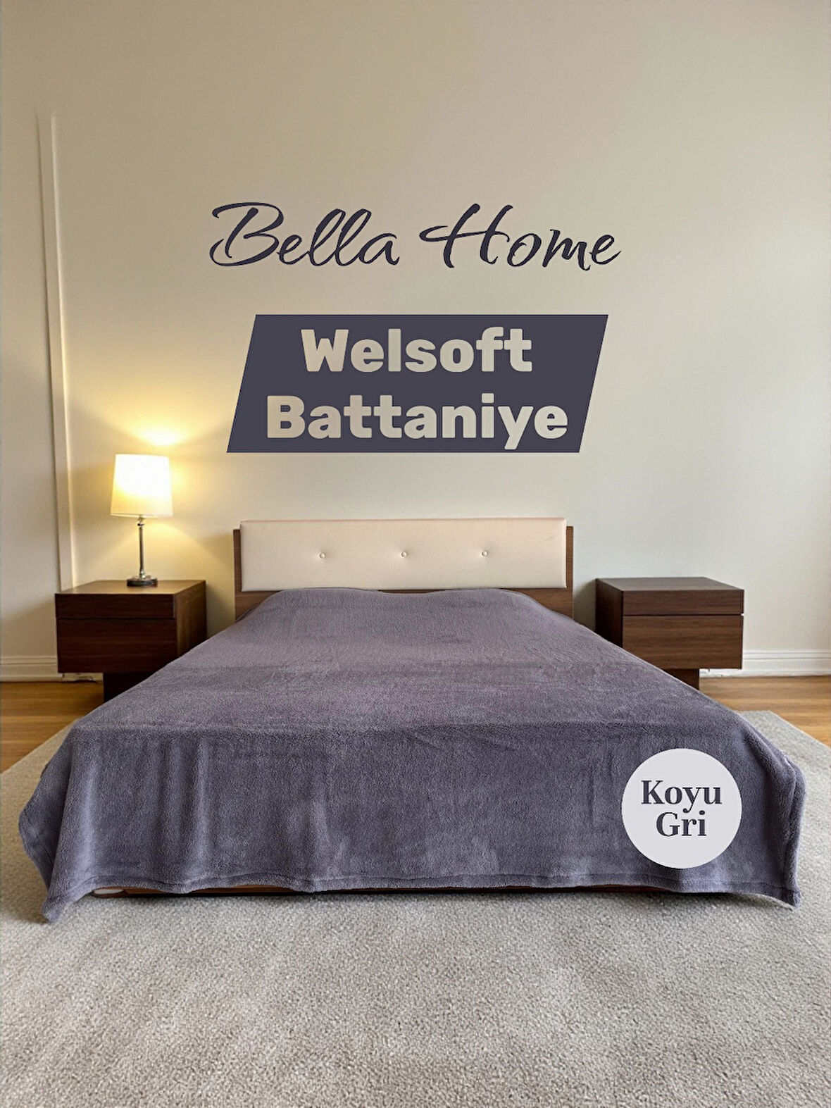 Wellsoft Yumuşak Battaniye Düz Renk Çift Kişilik