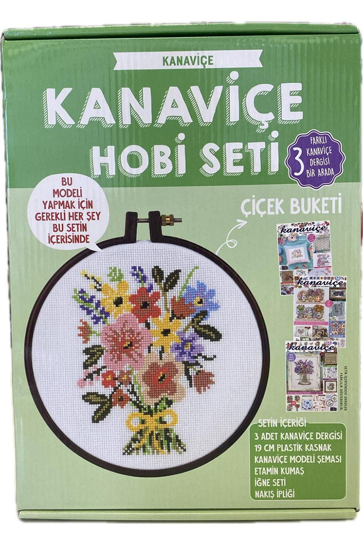 Kanaviçe Dergisi 3Farklı Sayı Ve Kanaviçe Nakışı Kiti Çiçek Buketi Hobi Seti Tüm Malzemeler İle