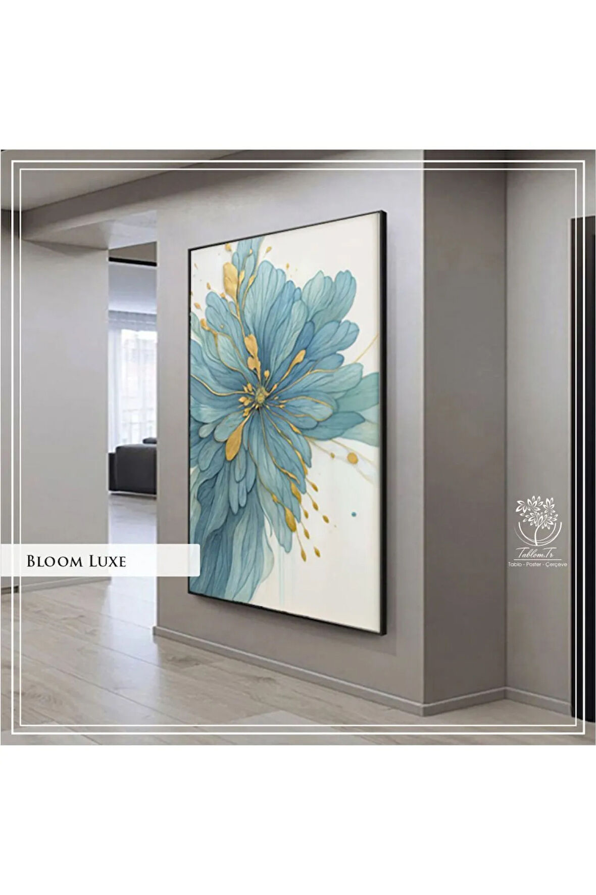 Metal Çerçeveli Gerçek Camlı Tekli BloomLuxe Tablosu