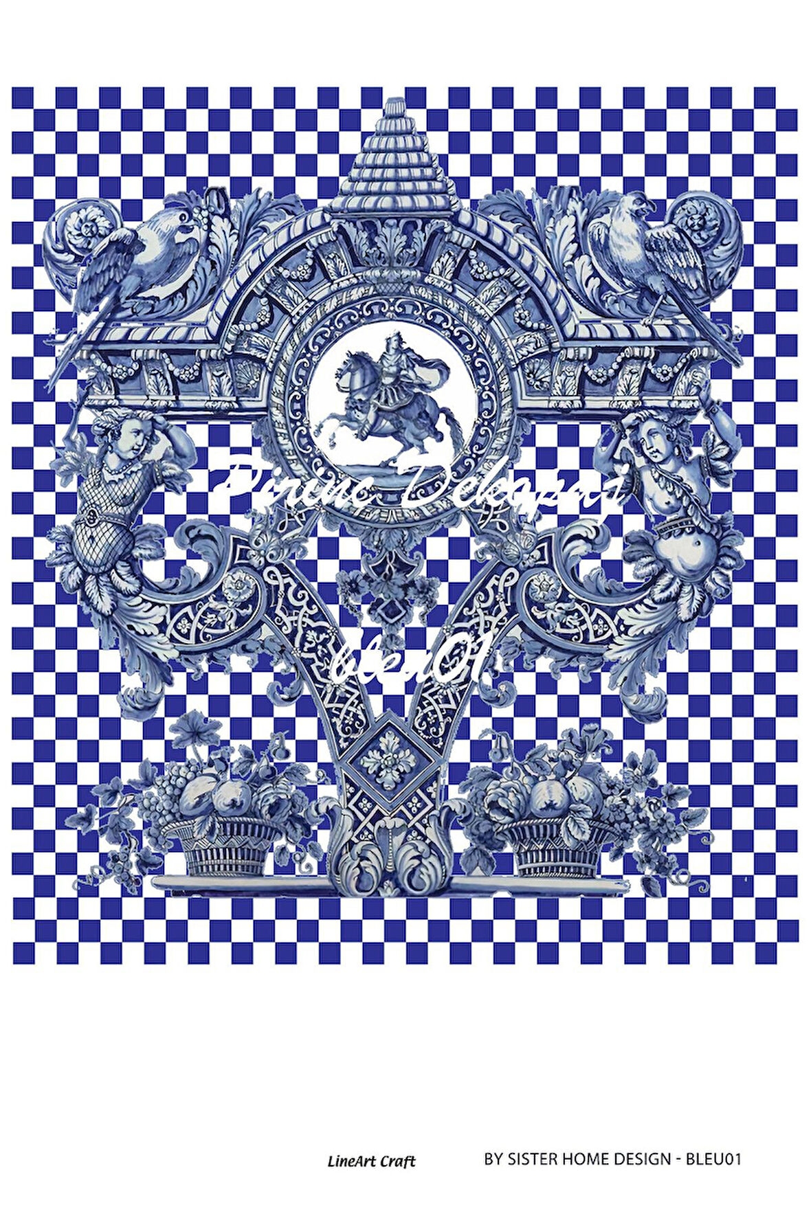 Lineart Pirinç Dekopaj Blue01