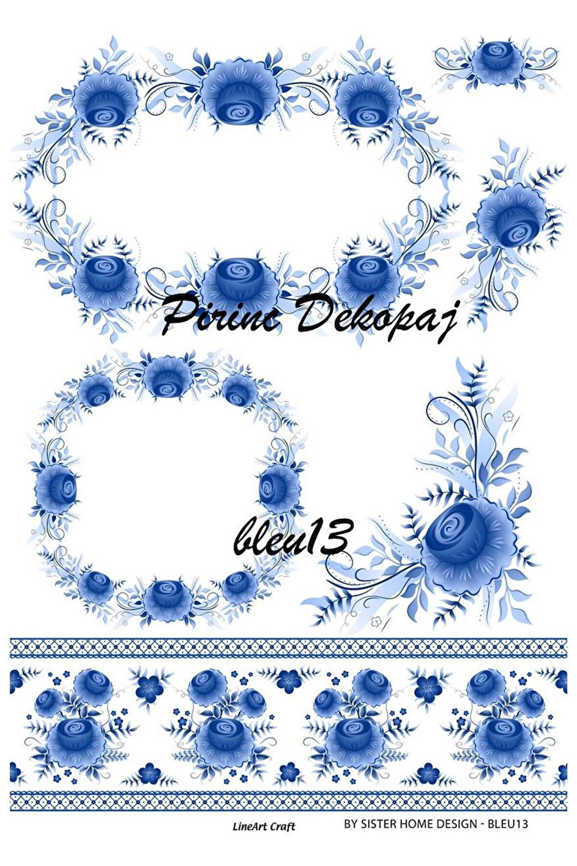 Lineart Pirinç Dekopaj Blue 13