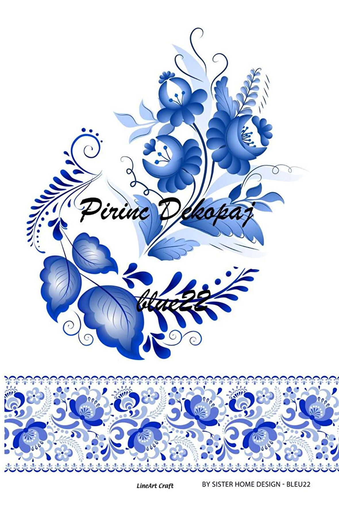 Lineart Pirinç Dekopaj Blue22