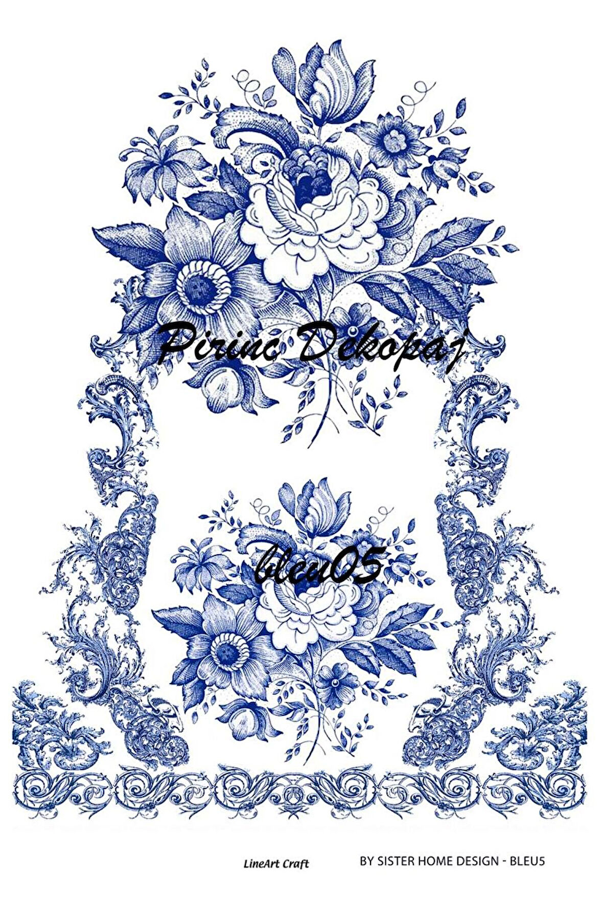Lineart Pirinç Dekopaj Blue5