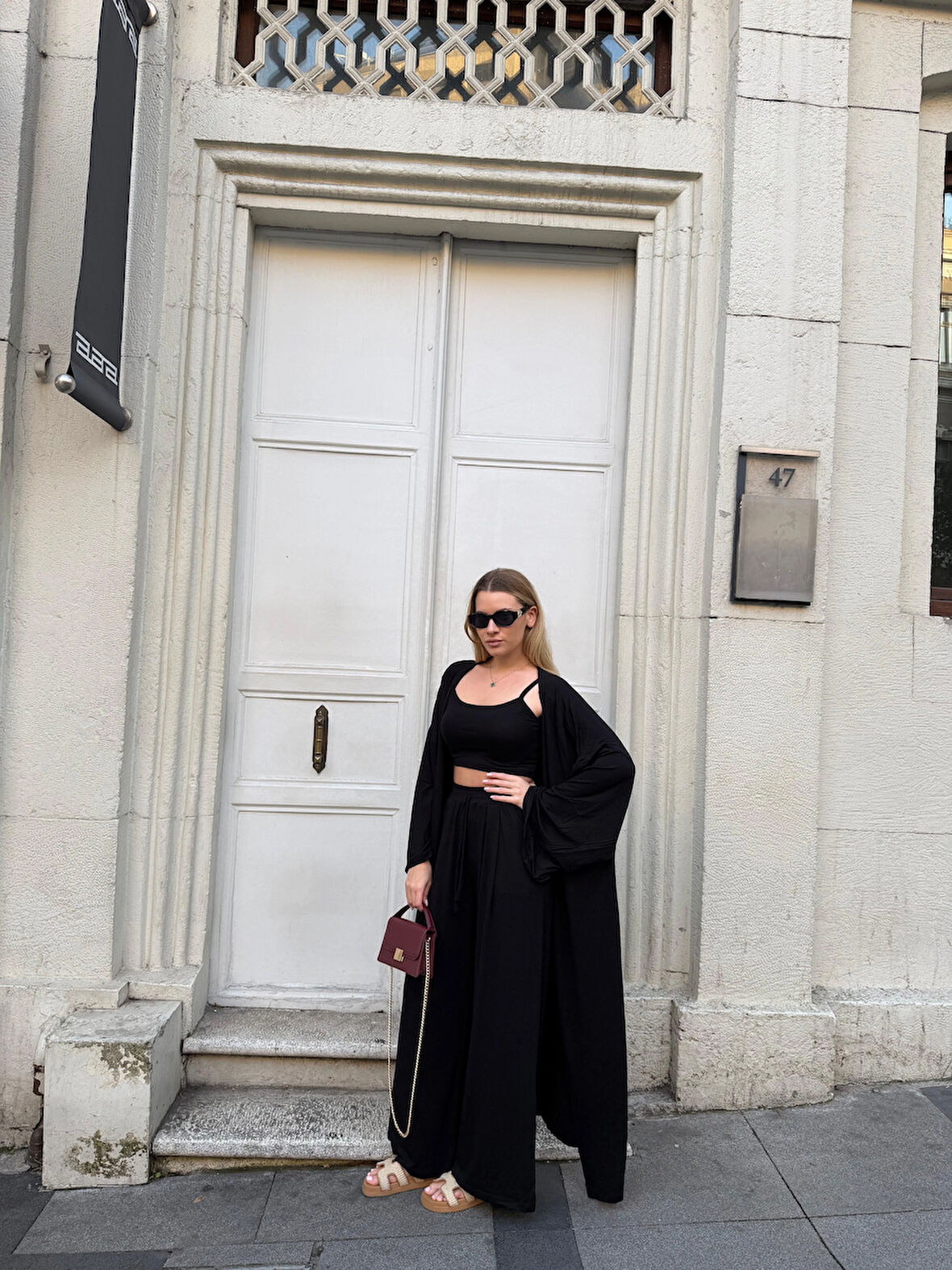 Kadın Viskon 3’lü Takım – Kimono + Beli Lastikli Salaş Pantolon + Crop – 8 Renk