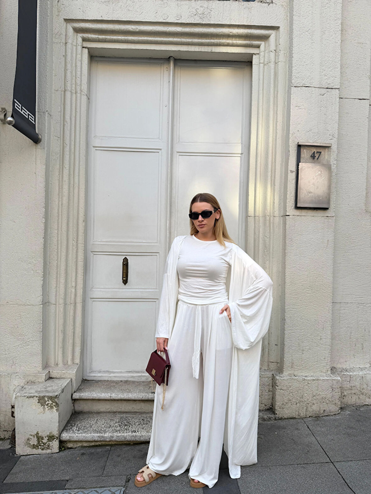 Kadın Viskon 3’lü Takım – Kimono + Beli Lastikli Salaş Pantolon + Kısa Kol (Tshirt) – 8 Renk