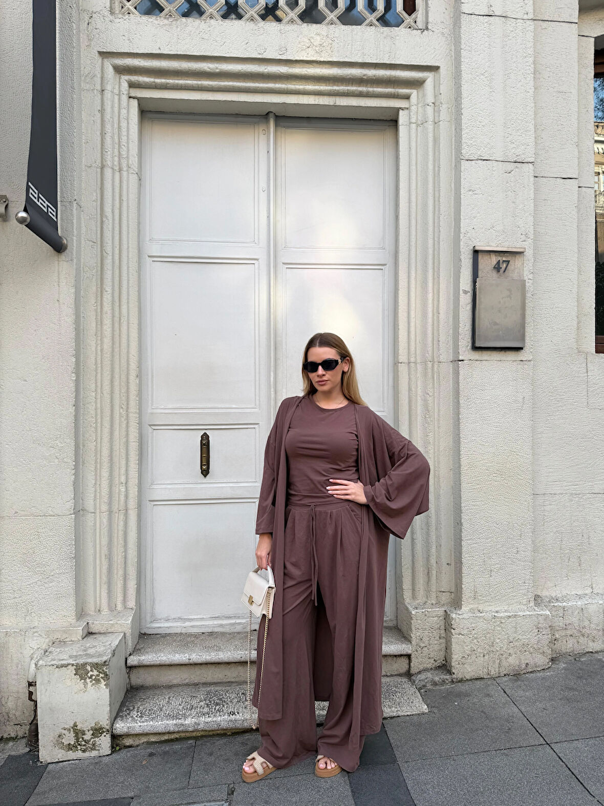 Kadın Viskon 3’lü Takım – Kimono + Beli Lastikli Salaş Pantolon + Kısa Kol (Tshirt) – 8 Renk