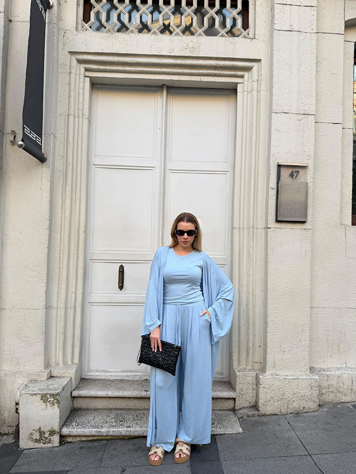 Kadın Viskon 3’lü Takım – Kimono + Beli Lastikli Salaş Pantolon + Sıfır Kol (Kolsuz) – 8 Renk