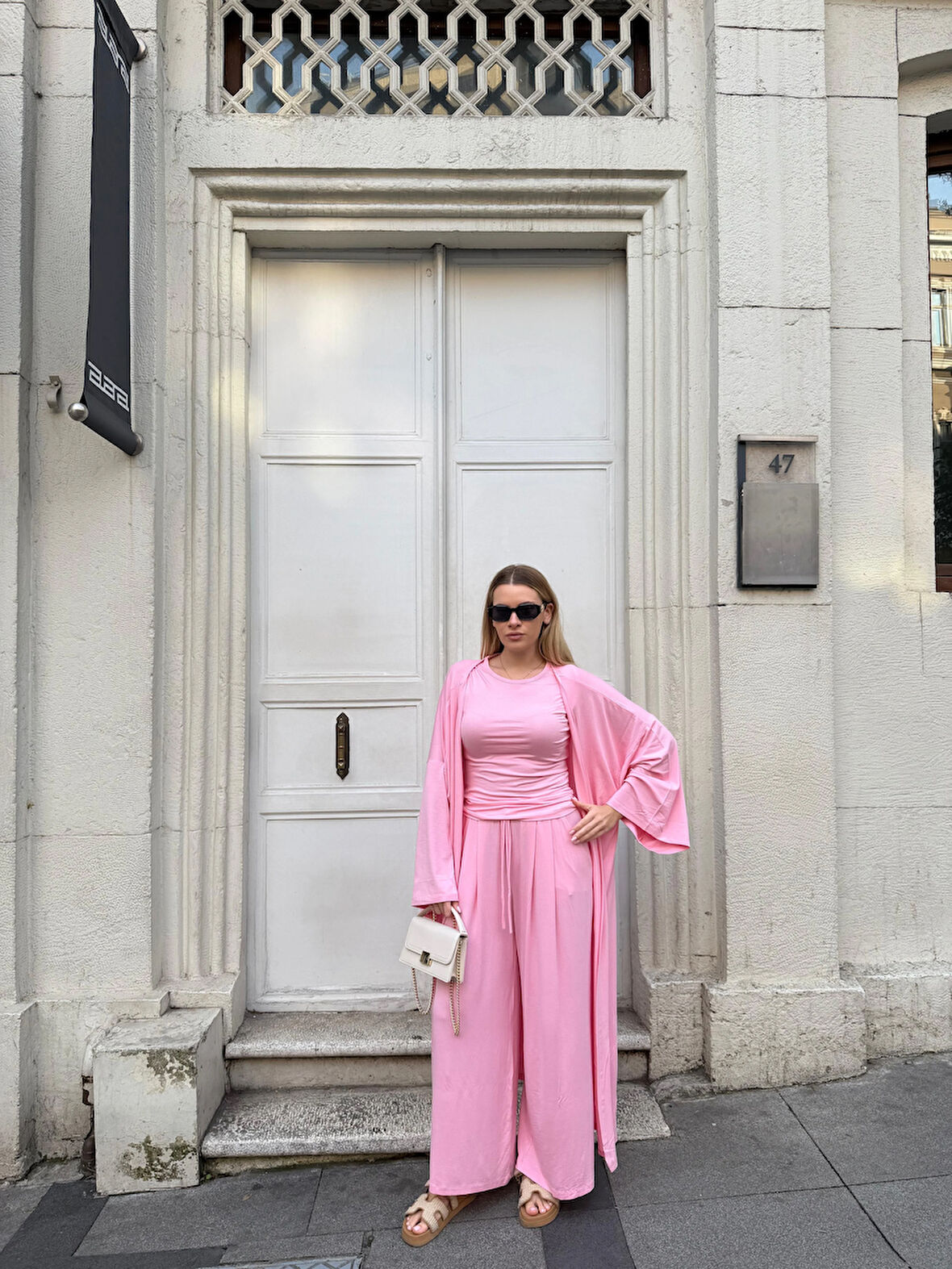 Kadın Viskon 3’lü Takım – Kimono + Beli Lastikli Salaş Pantolon + Sıfır Kol (Kolsuz) – 8 Renk