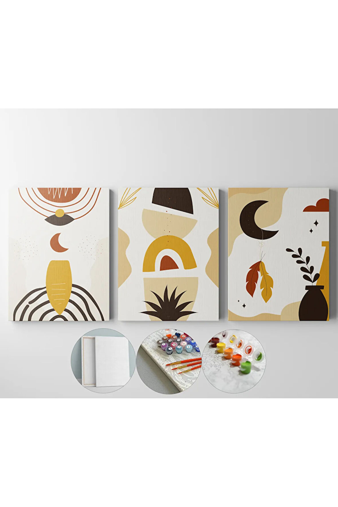 Sayılarla Boyama Seti Numaralı Tuval Fırça Boya 3'lü set 30x40 Cm - BOHEM ROKET