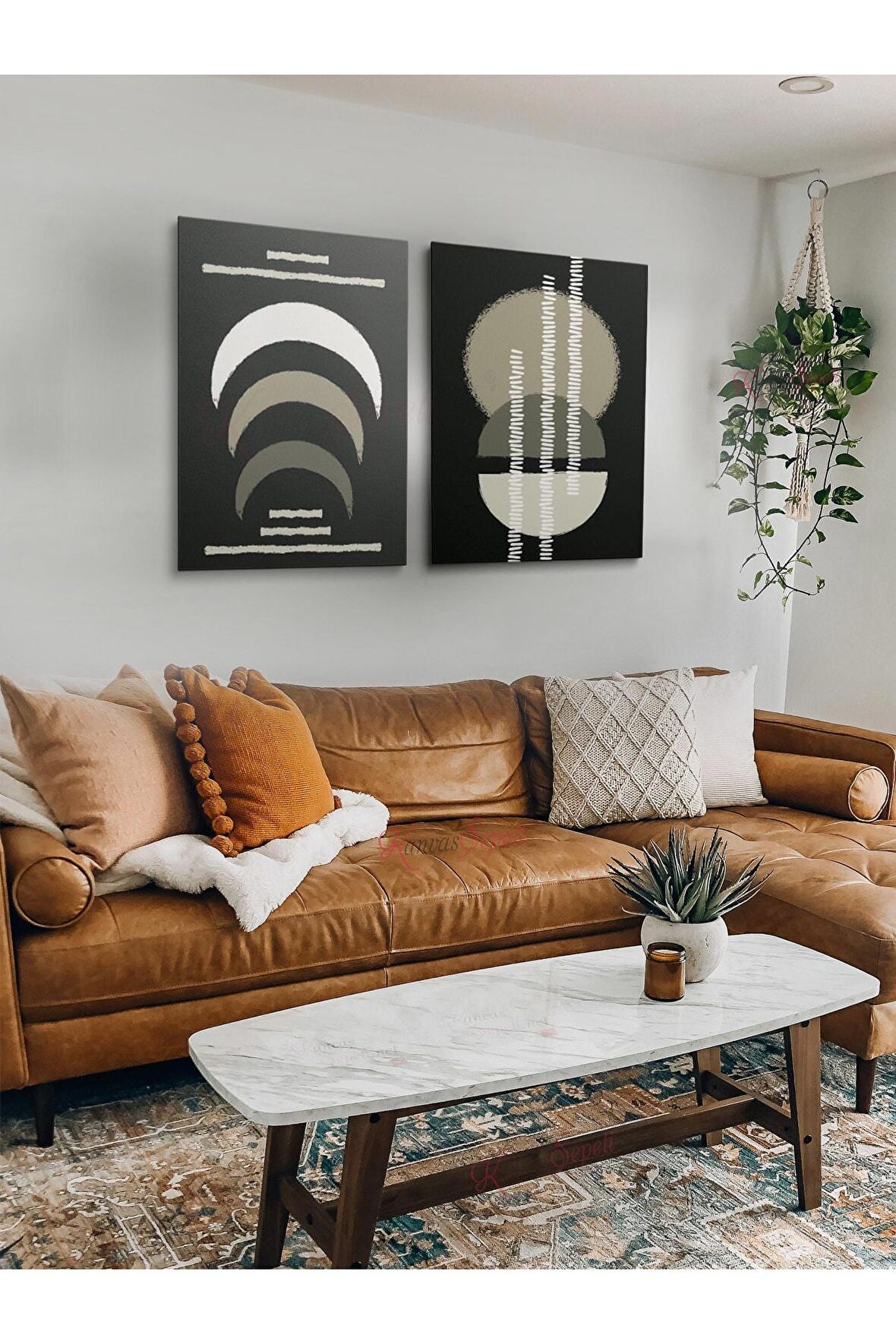 2li Set Boho Bohem Bohe Retro Art Soyut Tablo Dekoratif Kanvas Tablo Canvas Tablolar Soyut Tablolar