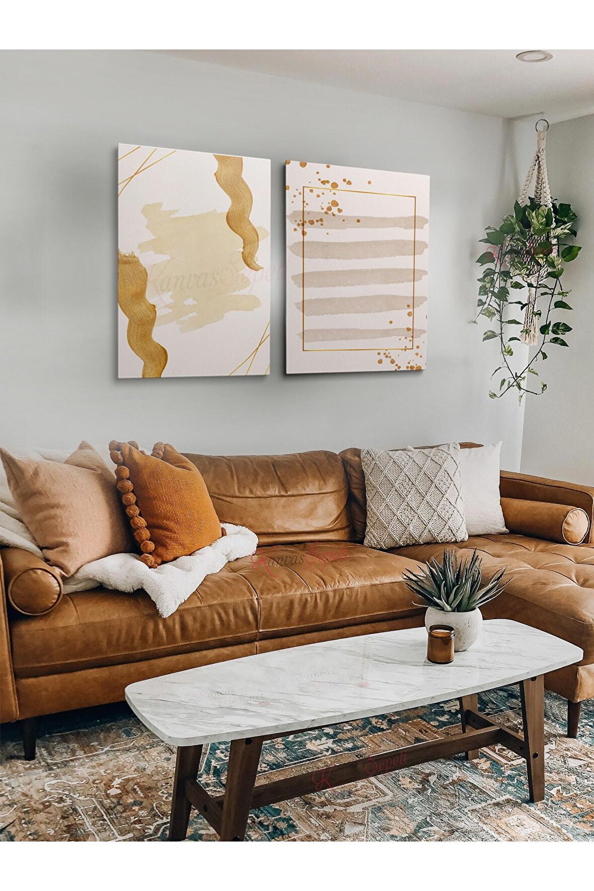 2li Set Boho Bohem Bohe Retro Art Soyut Tablo Dekoratif Kanvas Tablo Canvas Tablolar Soyut Tablolar