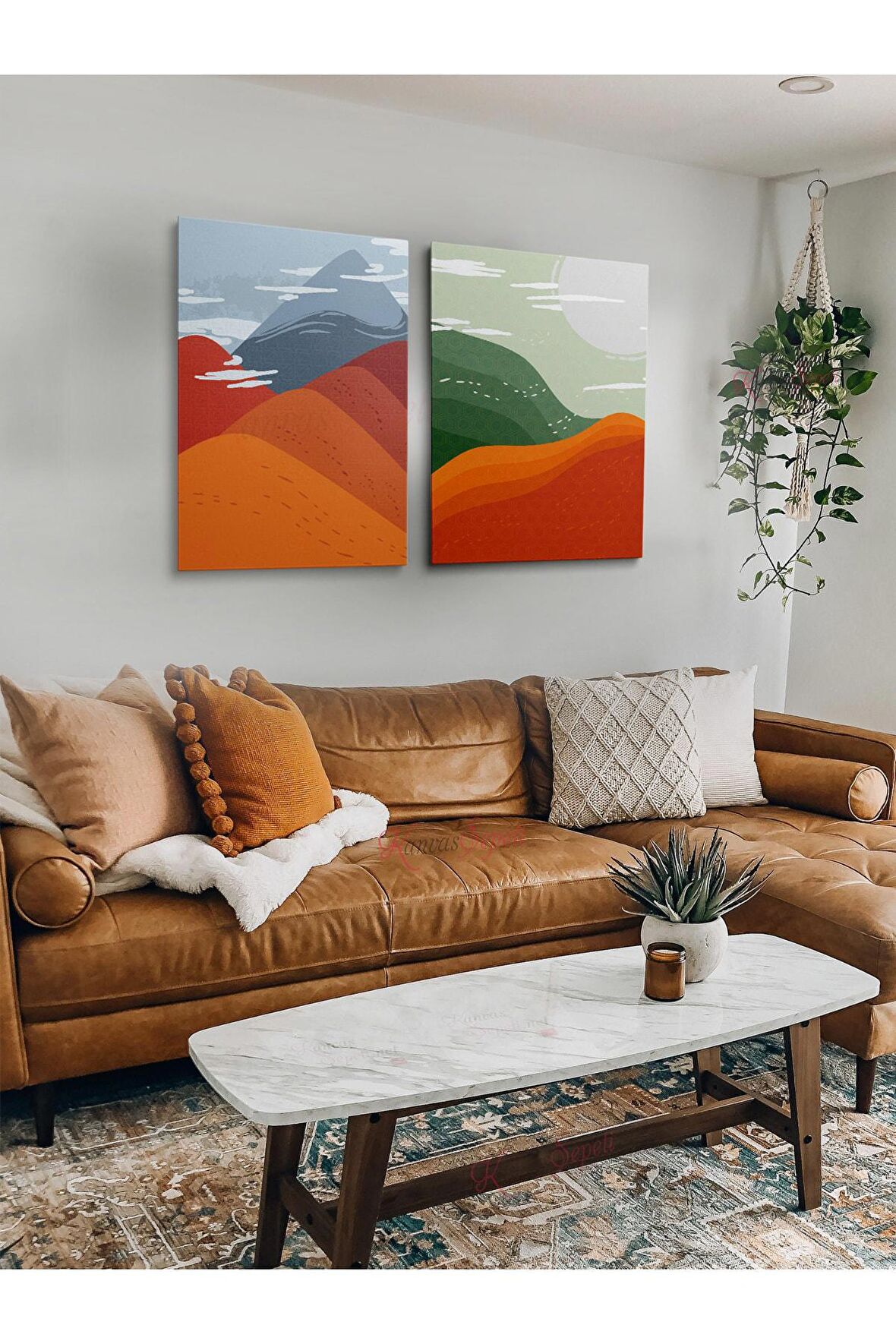 2li Set Boho Bohem Bohe Retro Art Soyut Tablo Dekoratif Kanvas Tablo Canvas Tablolar Soyut Tablolar