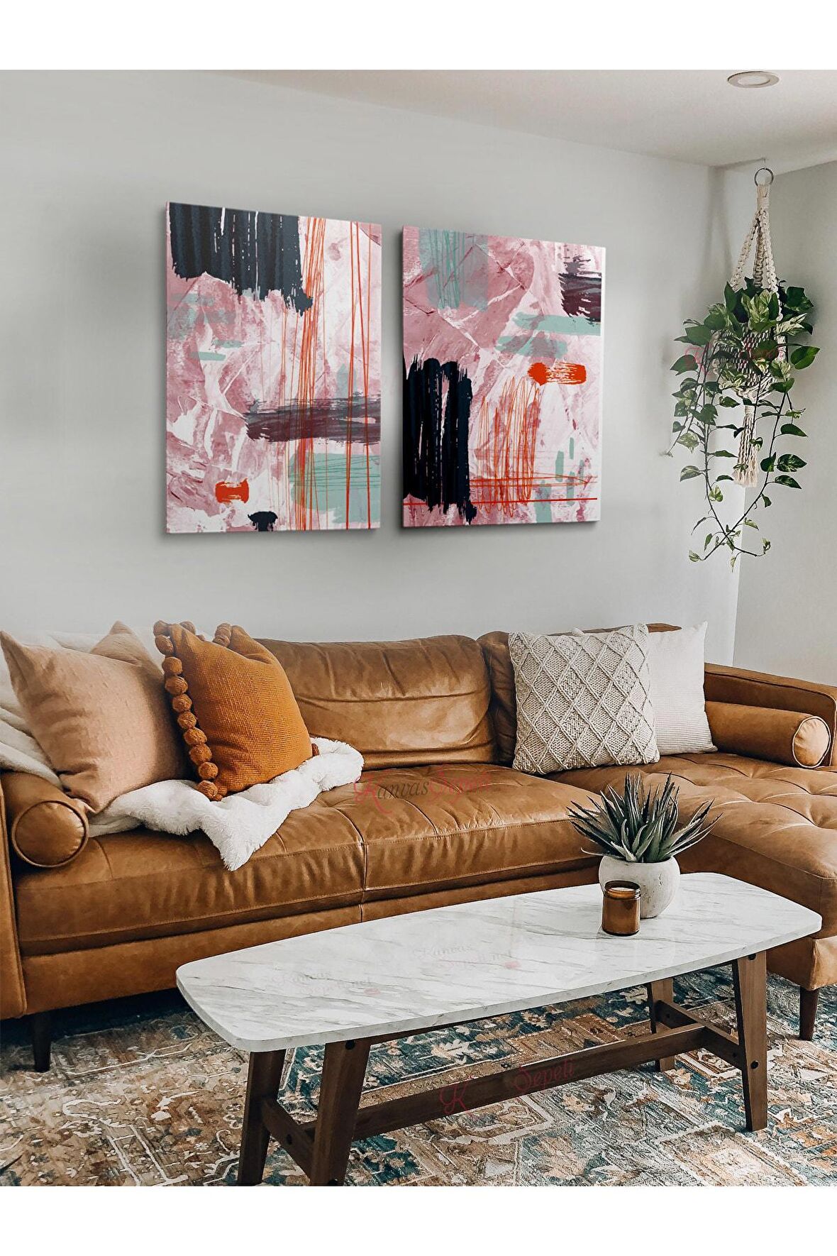 2li Set Boho Bohem Bohe Retro Art Soyut Tablo Dekoratif Kanvas Tablo Canvas Tablolar Soyut Tablolar