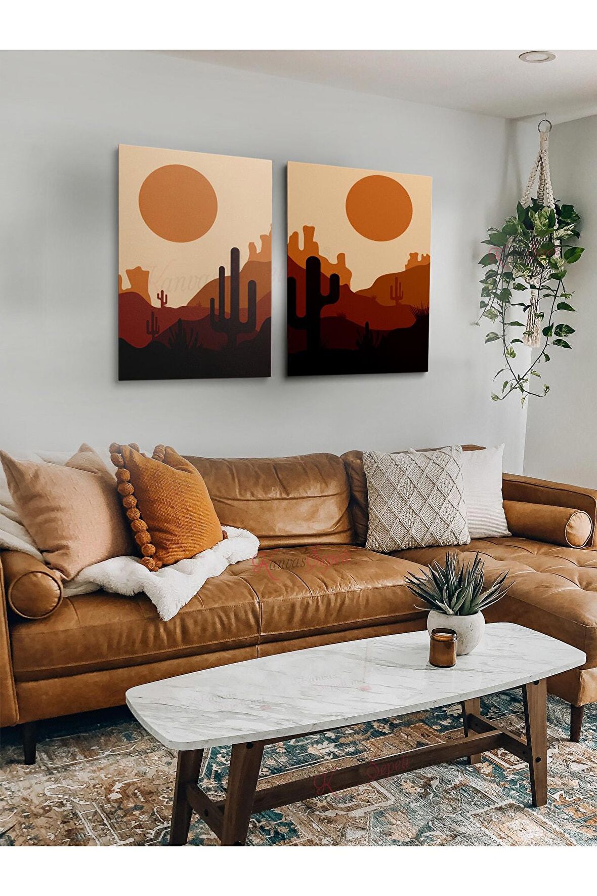 2li Set Boho Bohem Bohe Retro Art Soyut Tablo Dekoratif Kanvas Tablo Canvas Tablolar Soyut Tablolar