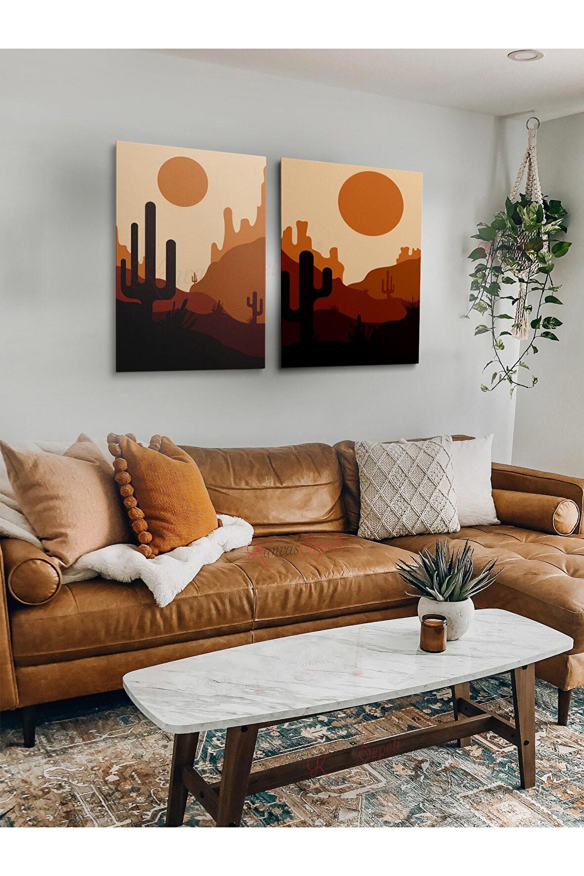 2li Set Boho Bohem Bohe Retro Art Soyut Tablo Dekoratif Kanvas Tablo Canvas Tablolar Soyut Tablolar